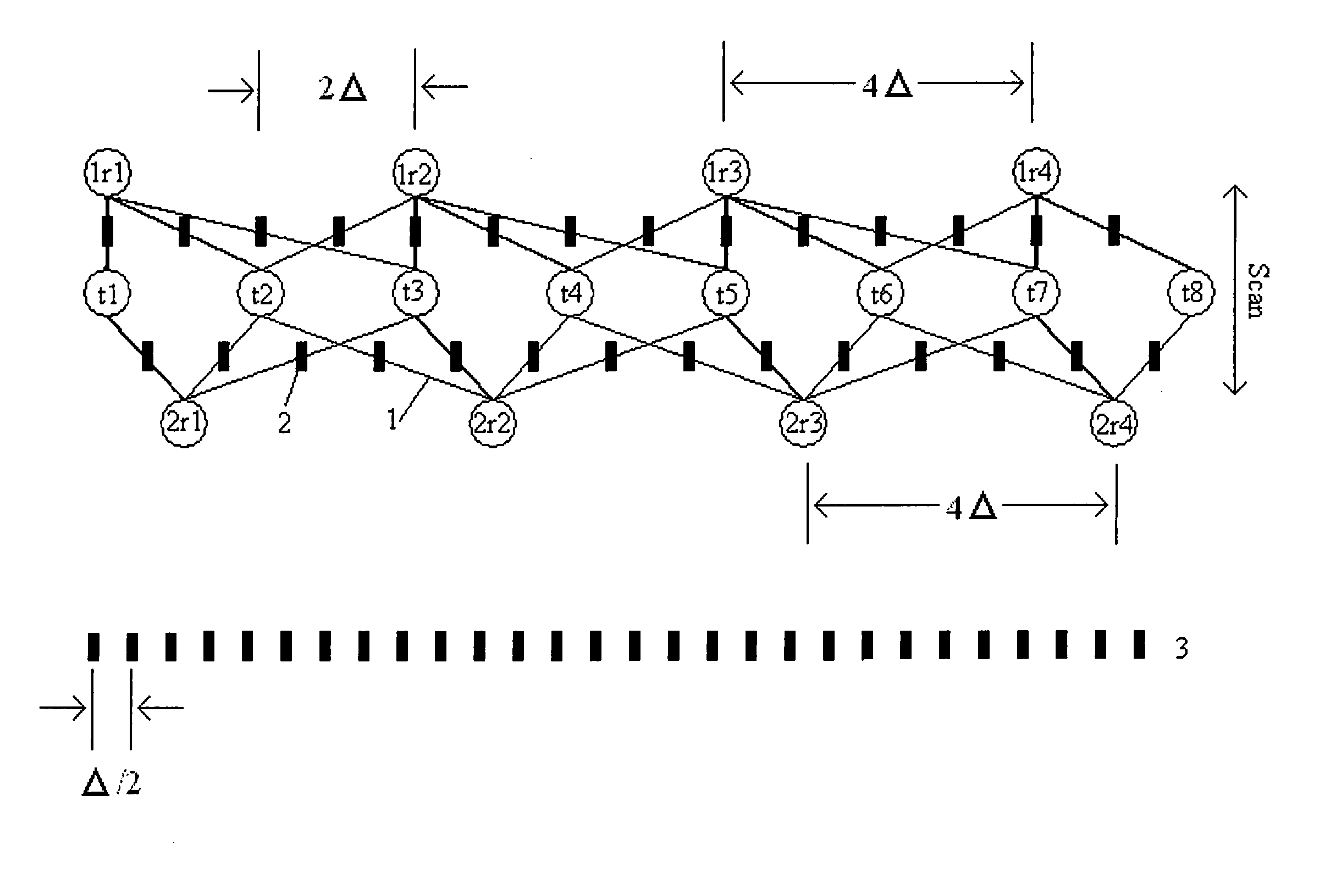 Interlaced linear array sampling technique for electromagnetic wave imaging