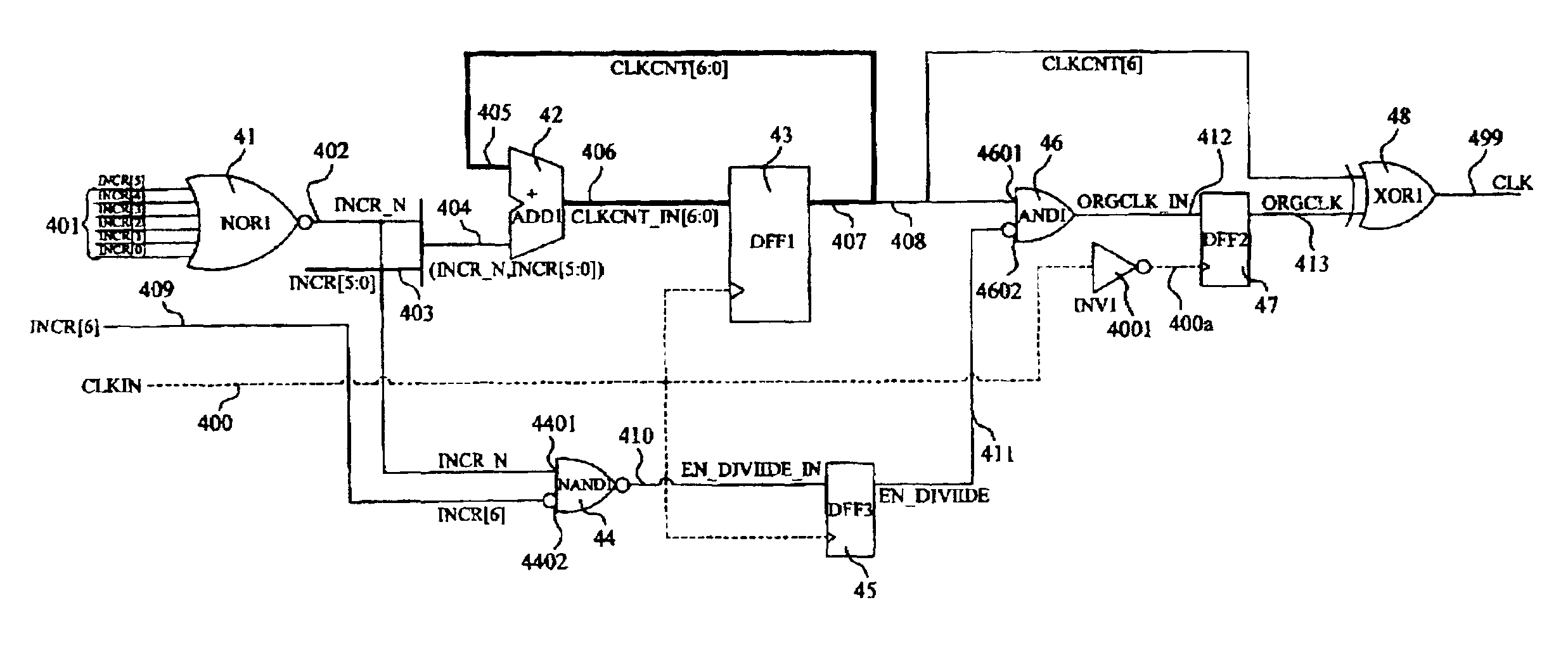 Device for programmable frequency divider