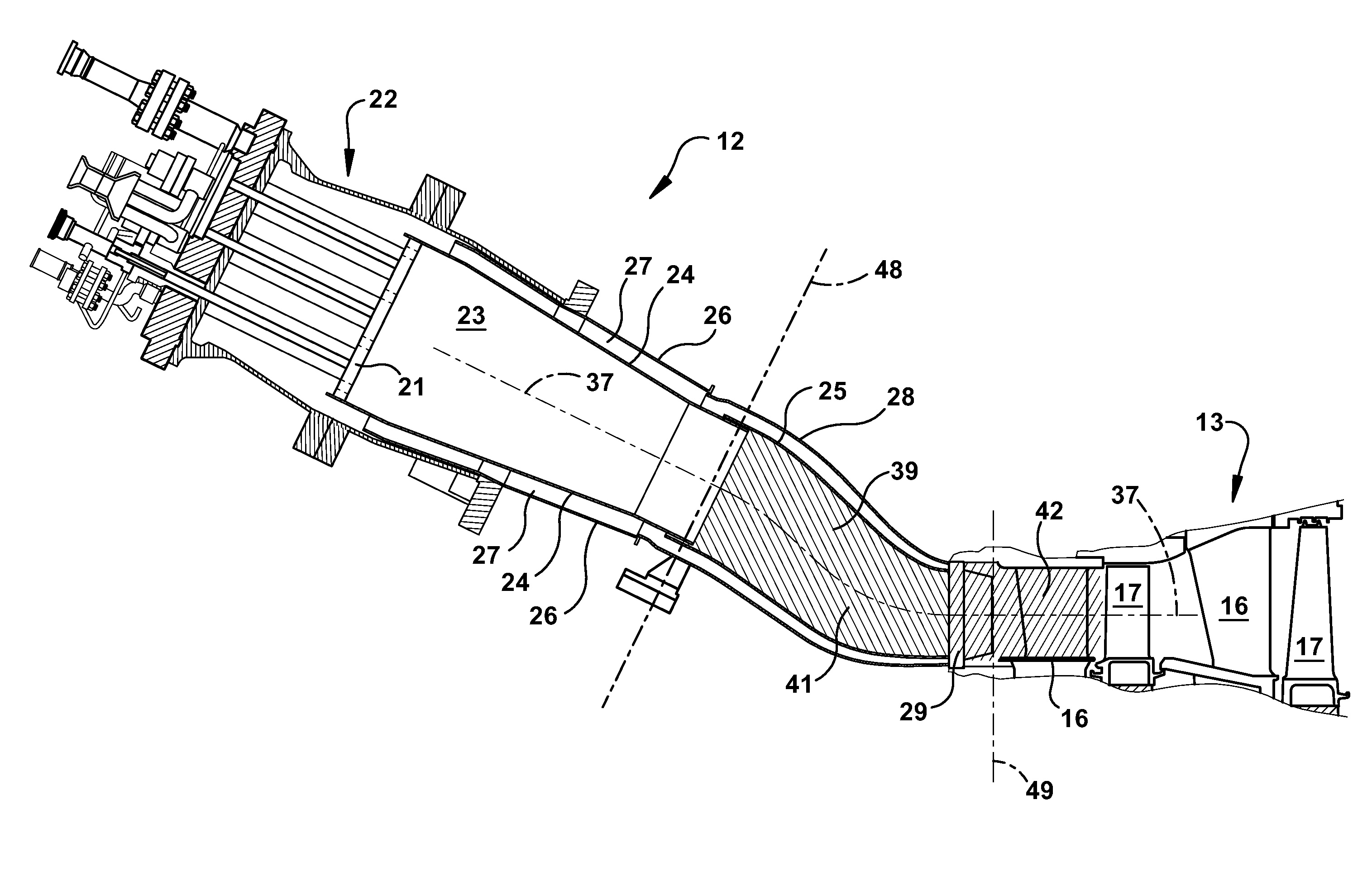 Systems and apparatus relating to downstream fuel and air injection in gas turbines