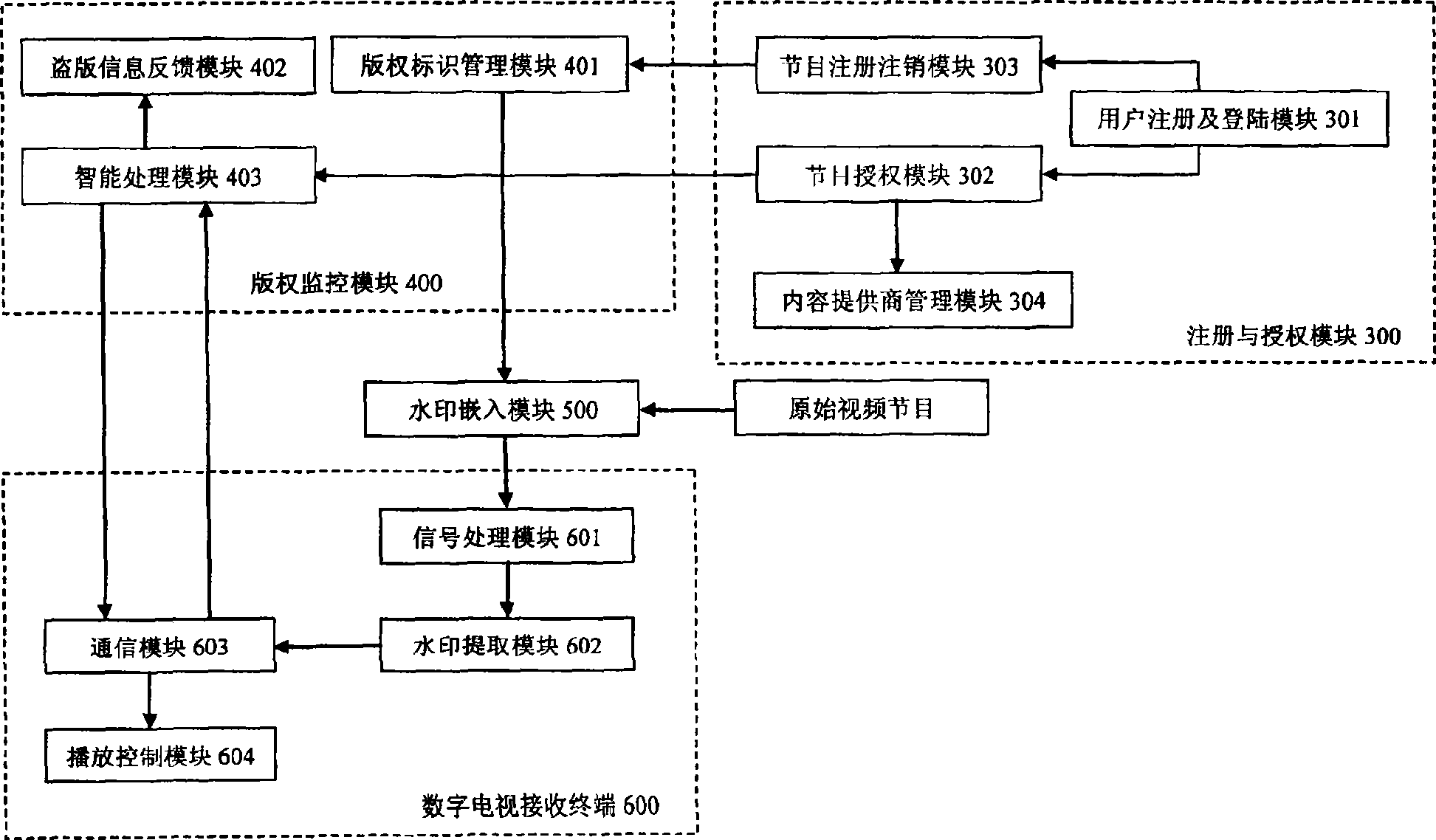 Video copyright protecting and monitoring system in digital television