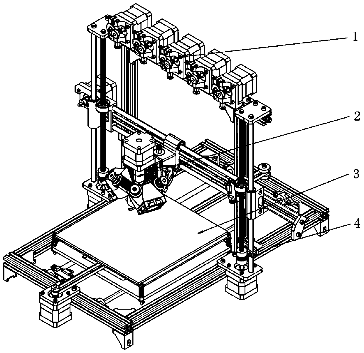 Five-channel remote spinning color mixing 3D printer