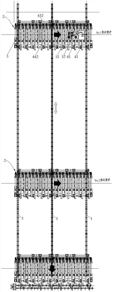 Stacked steel plate conveying system and hot rolled plate continuous heat treatment method