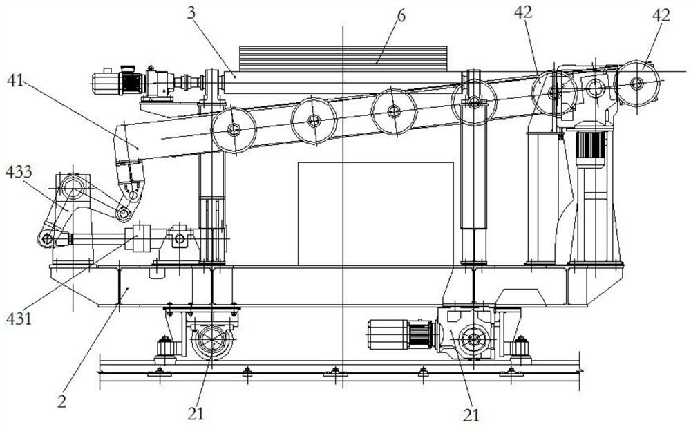 Stacked steel plate conveying system and hot rolled plate continuous heat treatment method