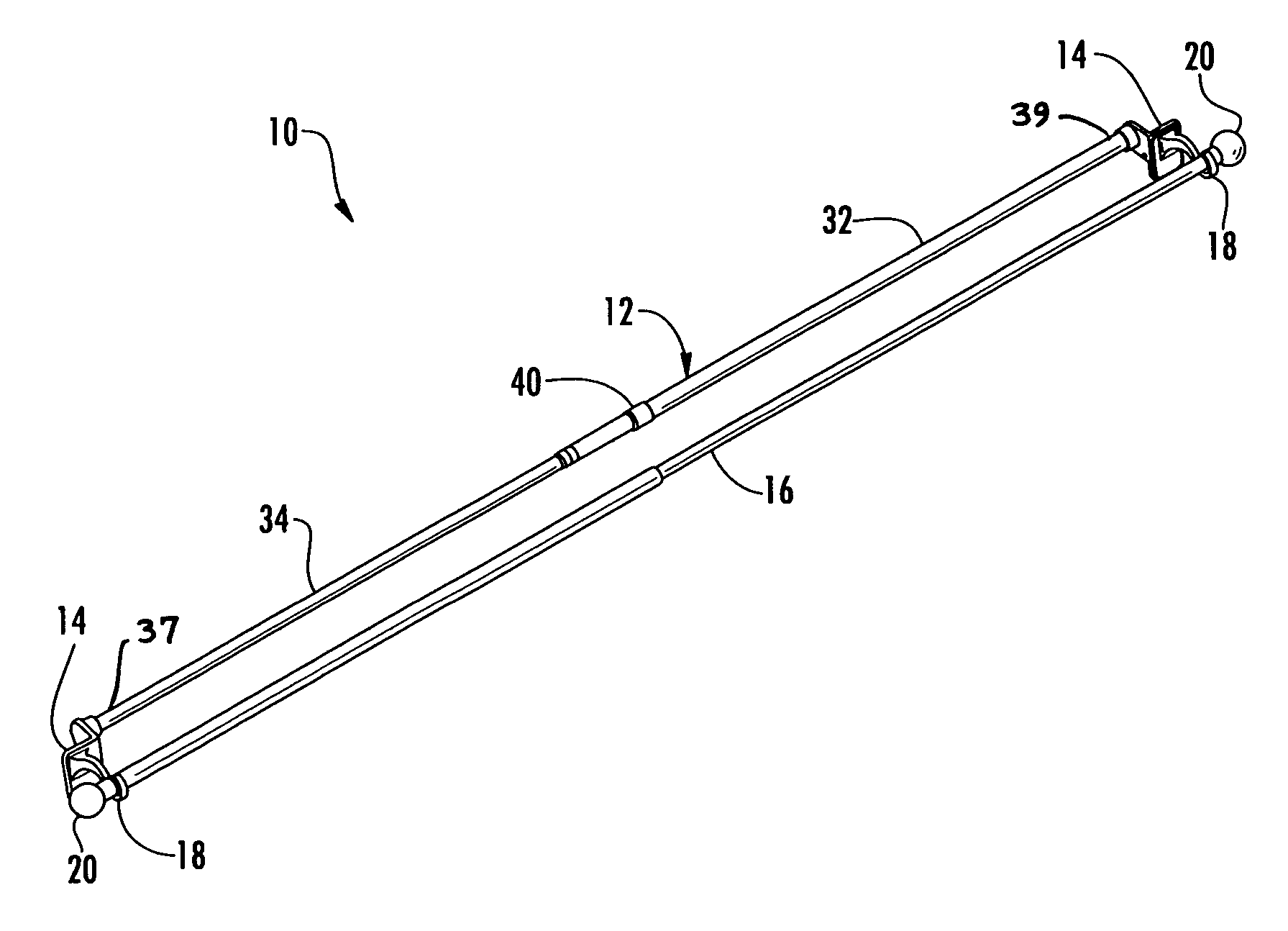 Tool-less double curtain rod assembly