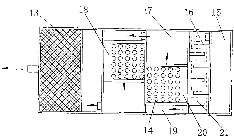 Chrome plating wastewater treatment device by coke-scrap iron method