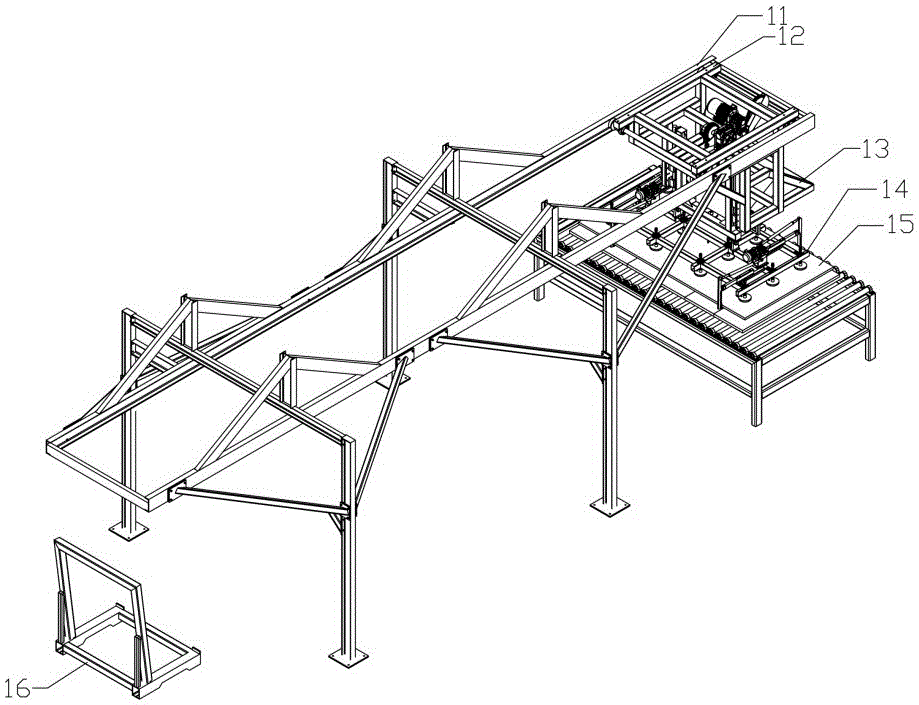 Highly automatic plate-overturning and plate-picking production line for producing large-size decorative plates