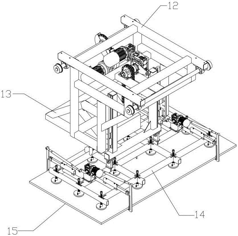 Highly automatic plate-overturning and plate-picking production line for producing large-size decorative plates