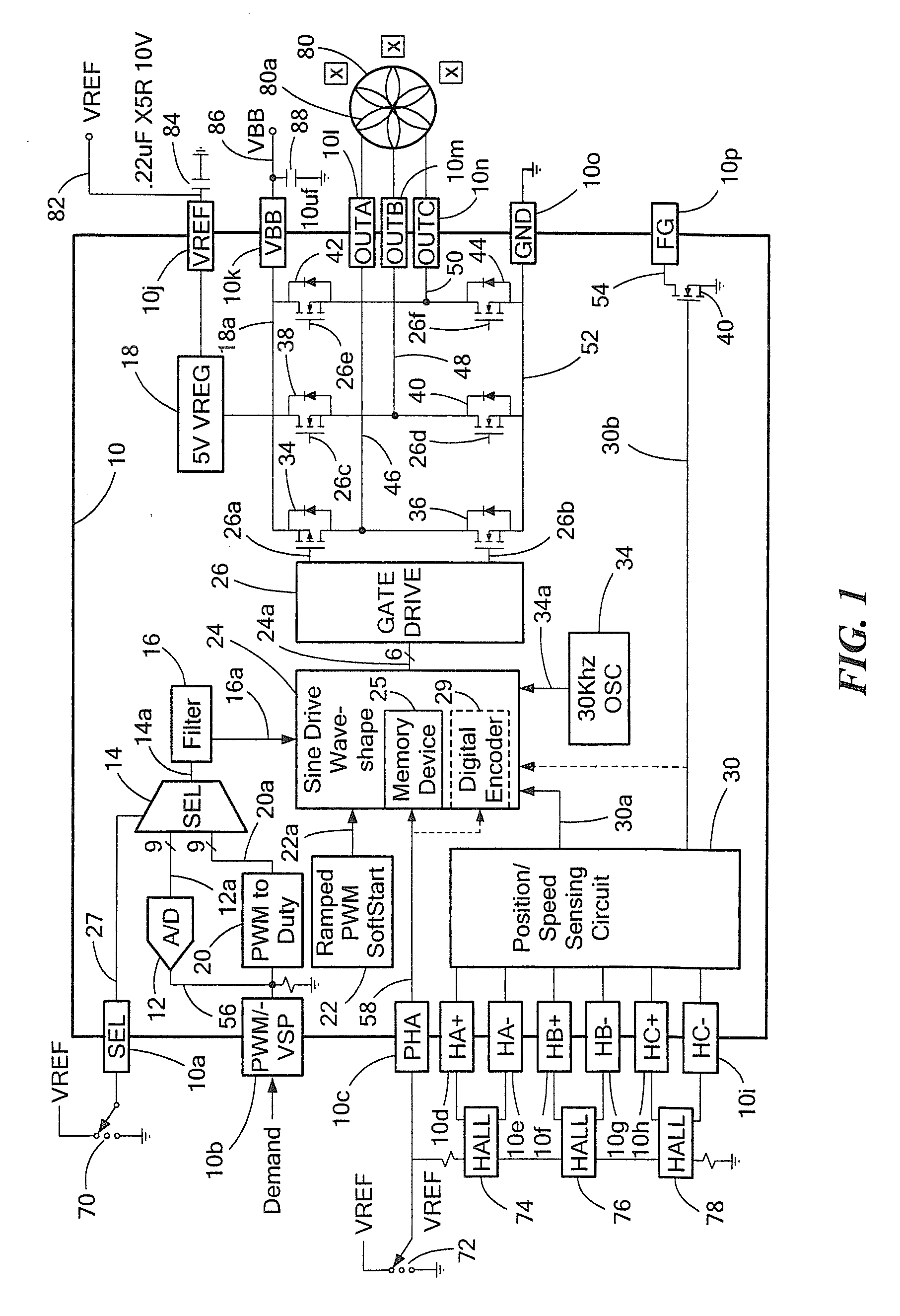 Electronic circuit and method generating electric motor drive signals having phase advances in accordance with a user selected relationship between rotational speed of an electric motor and the phase advances