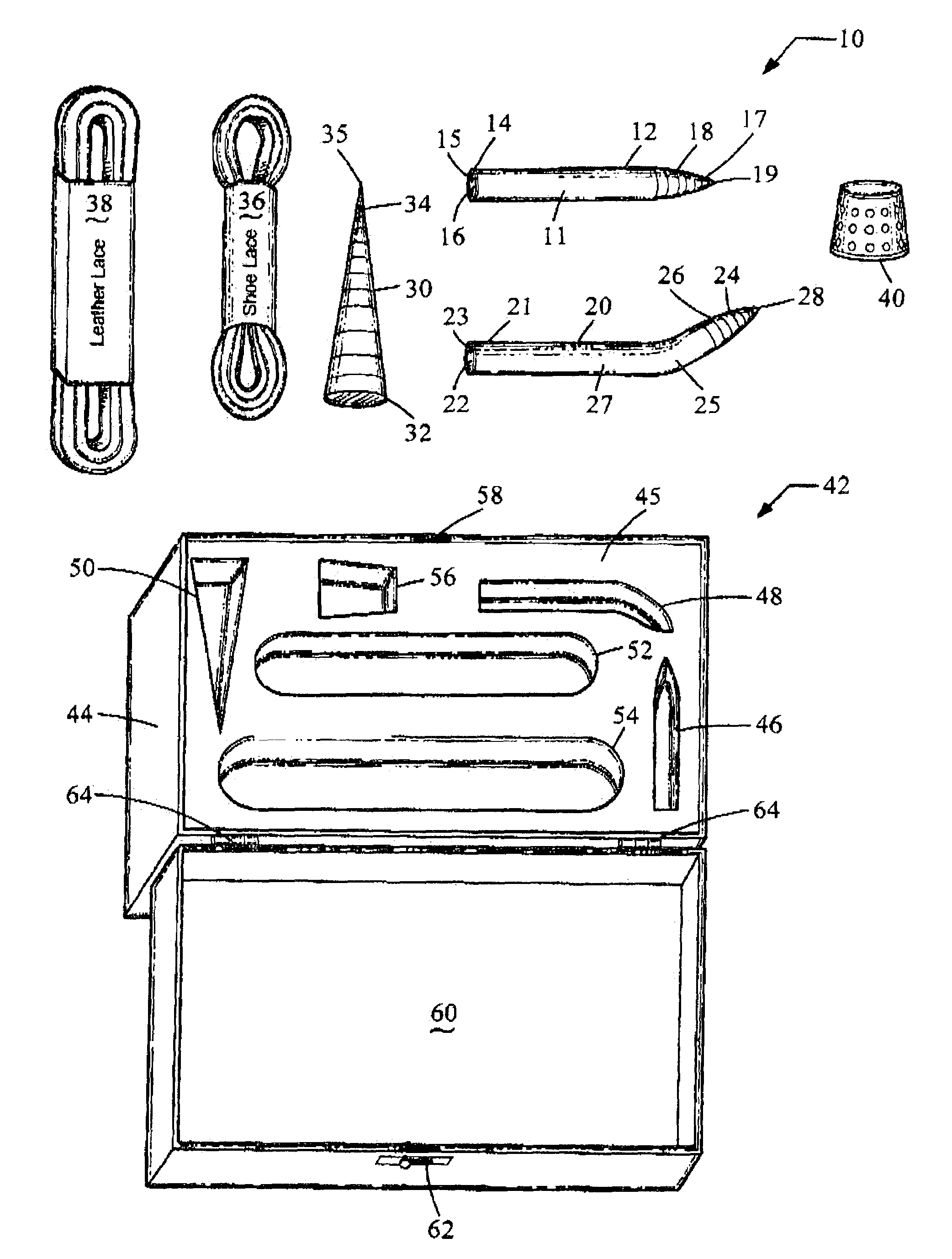 Threading kit and a method for threading an object