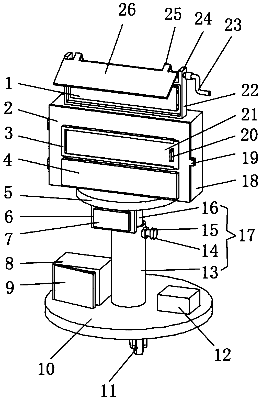 Rolling type recitation assisting device for Chinese teaching in junior high schools