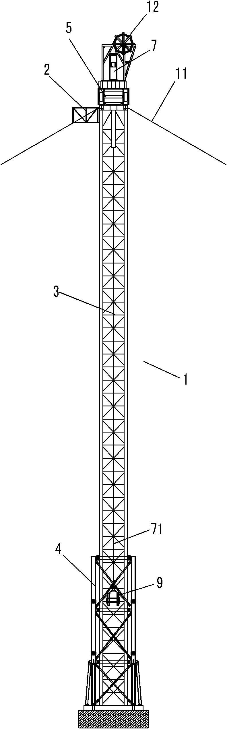 Twin-tower low-pylon self-balancing lifting device