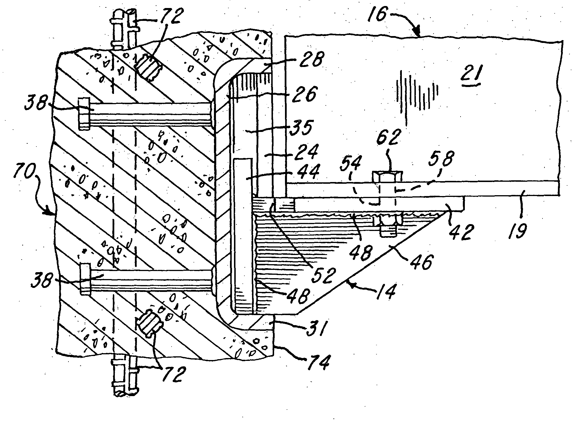 Connector system for securing an end portion of a steel structural member to a vertical cast concrete member