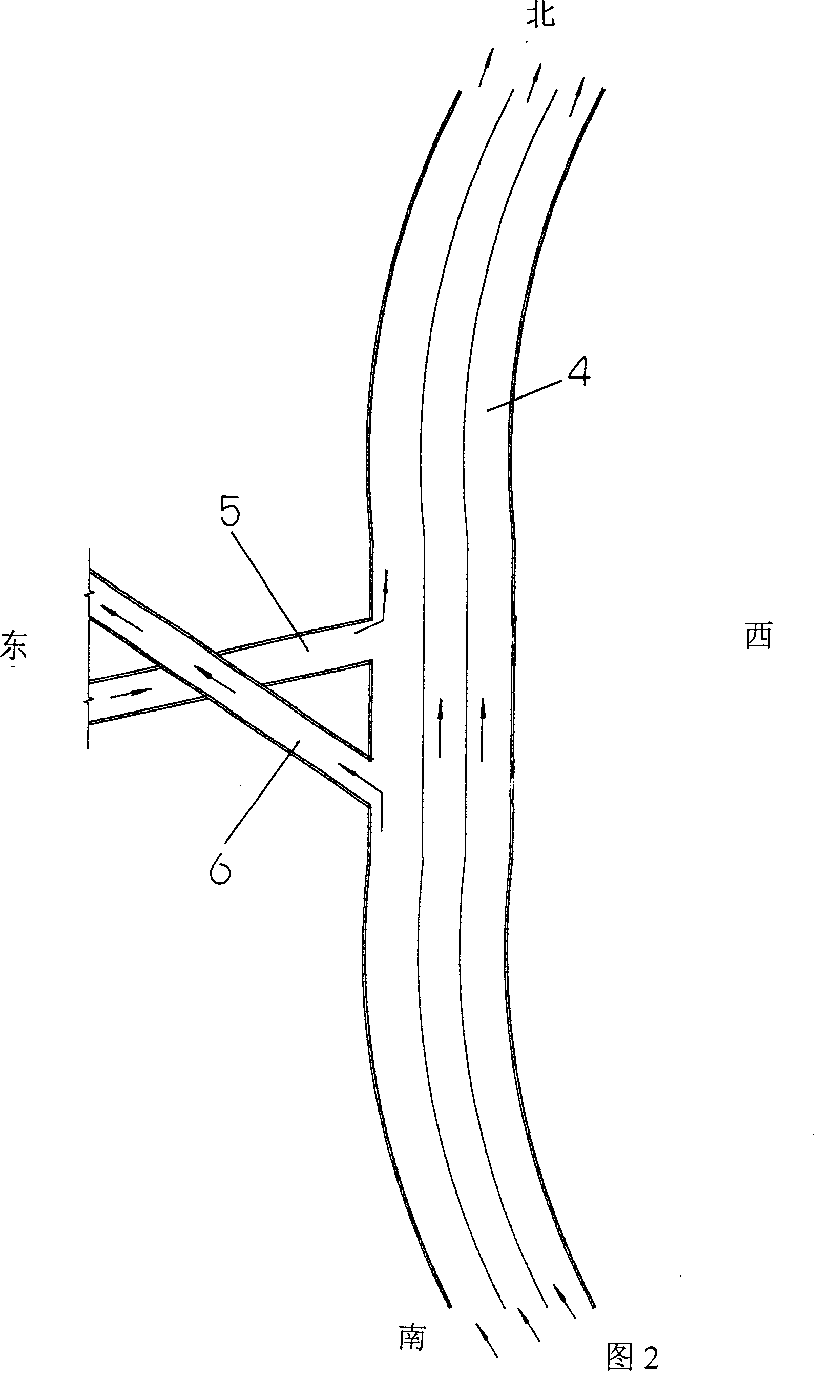 Superposed overpass for cross road