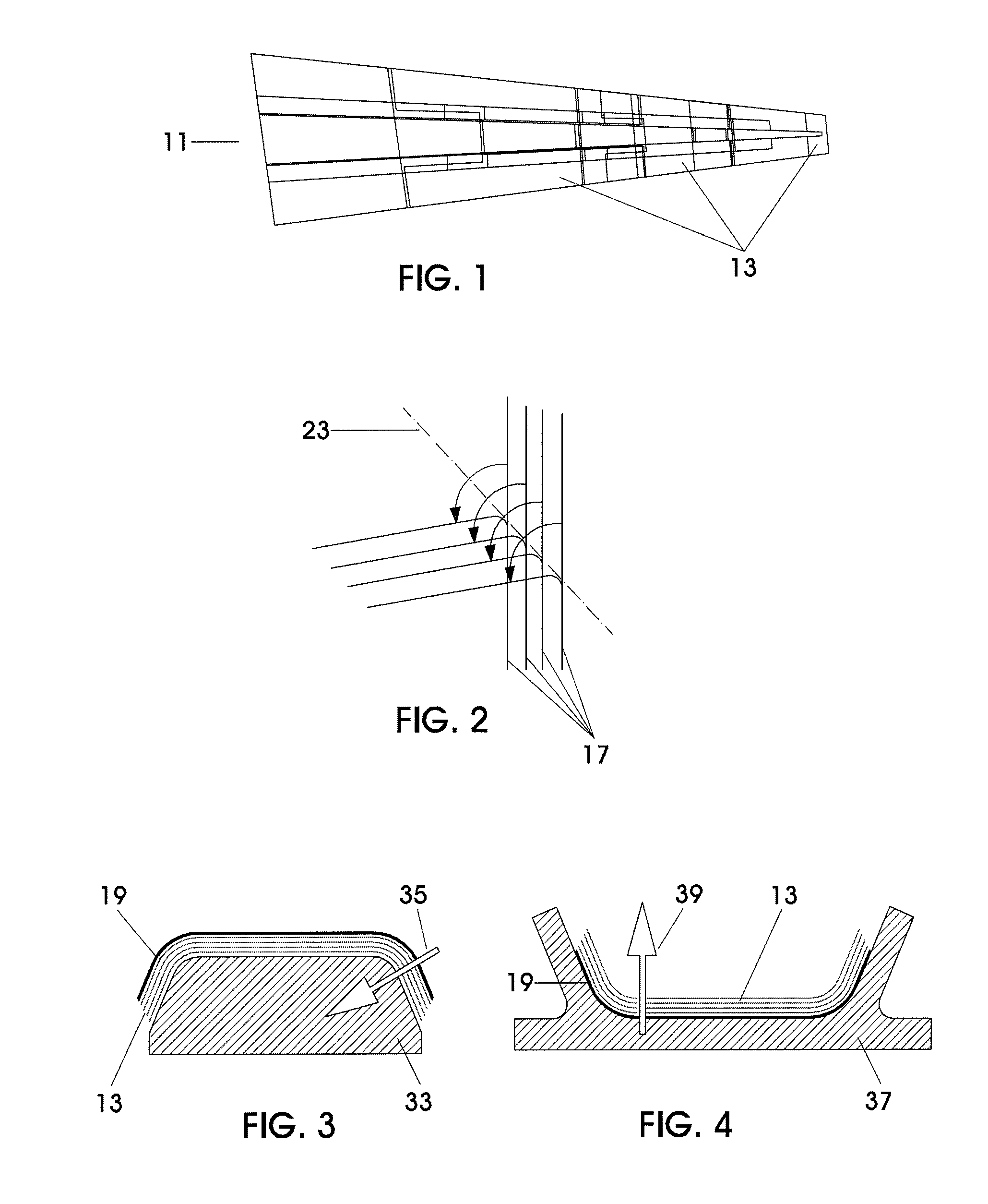 Computer assisted method for the advanced design of bent parts of composite material