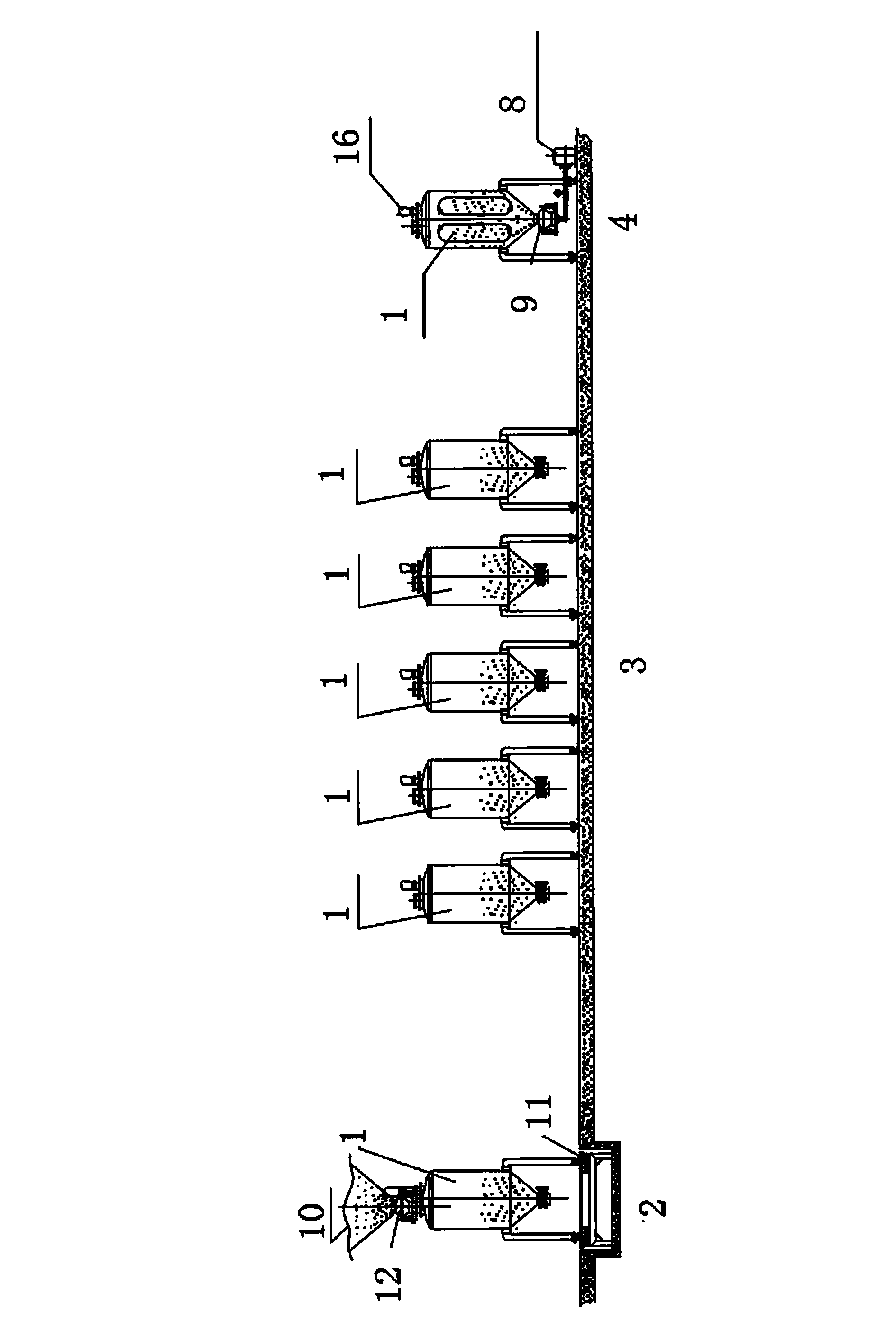 Temporary storage and mixing system used for material, and application method thereof