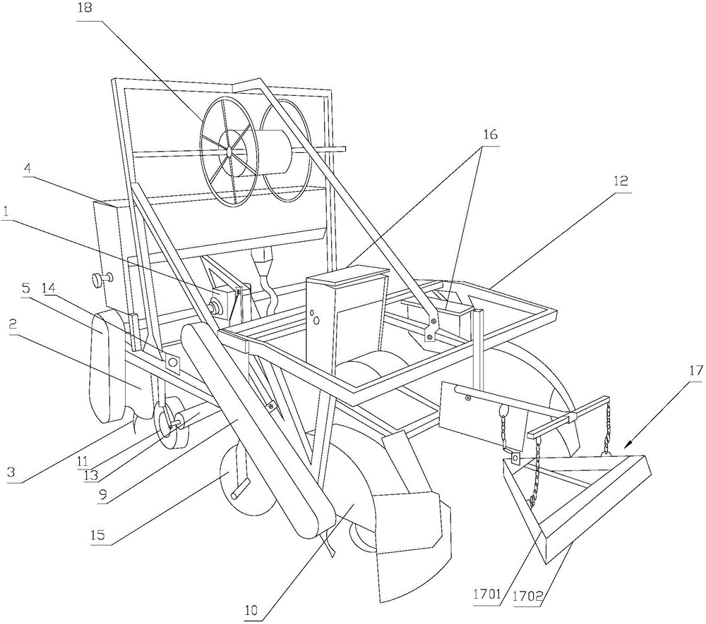 Vegetable ridging, film mulching and drip irrigation hole sowing machine