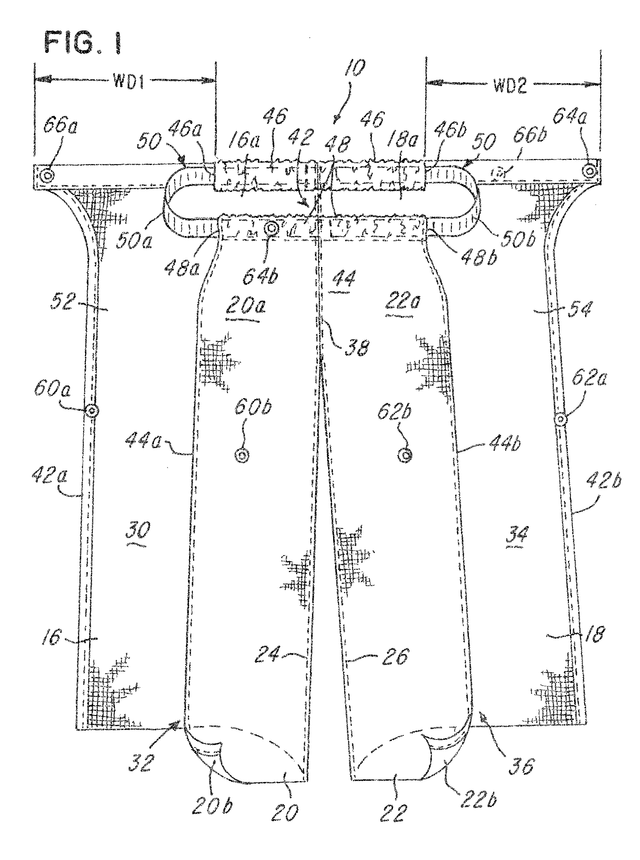 Pair of pants and method for donning and removing a pair of pants