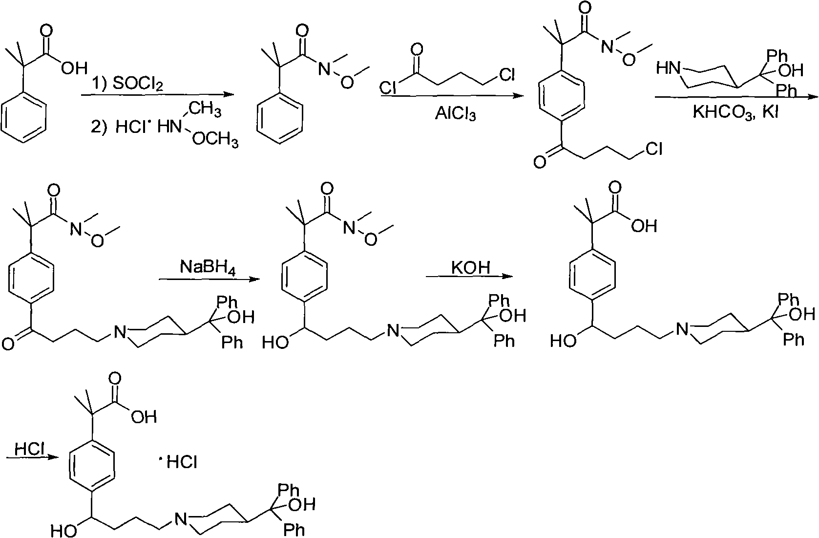 Preparation method of an antiallergic agent fexofenadine hydrochloride