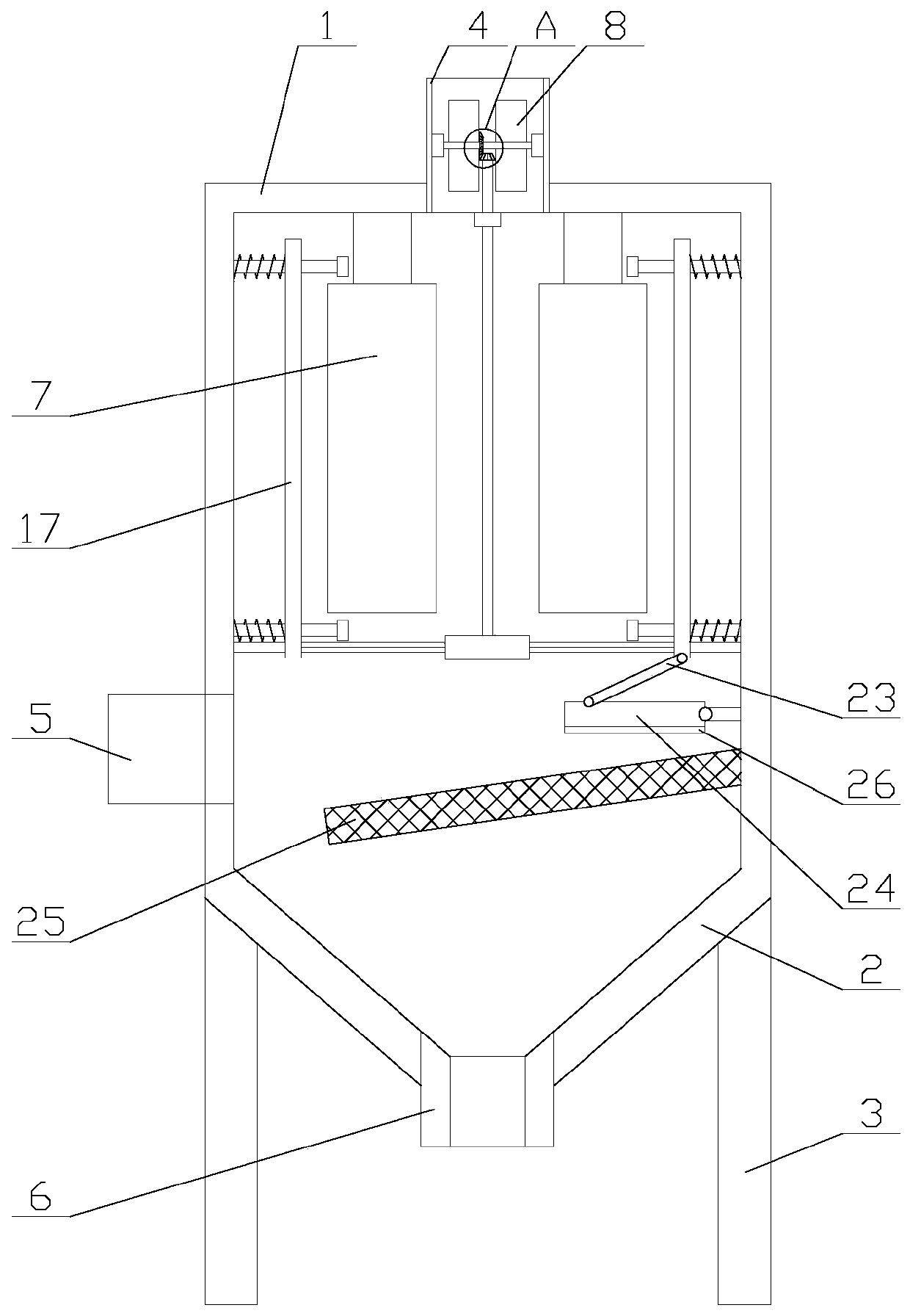 Bag type dust removal equipment capable of preventing flying dust