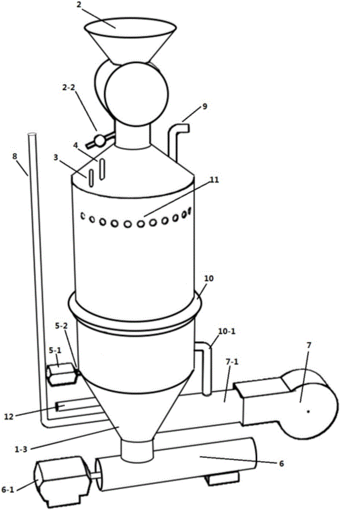 Small-grain-diameter lignite gasification device based on vacuum thermal decomposition and gasification method thereof