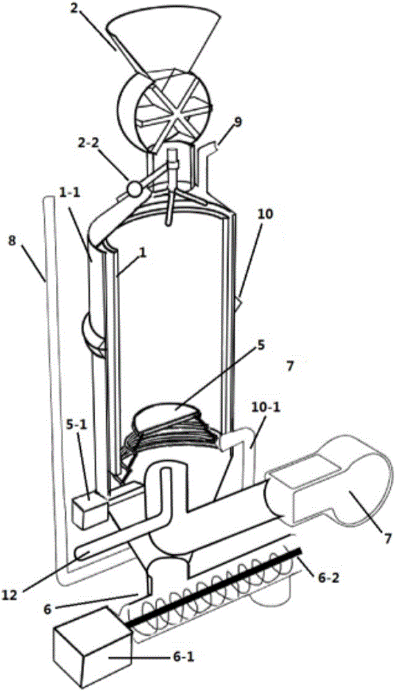 Small-grain-diameter lignite gasification device based on vacuum thermal decomposition and gasification method thereof