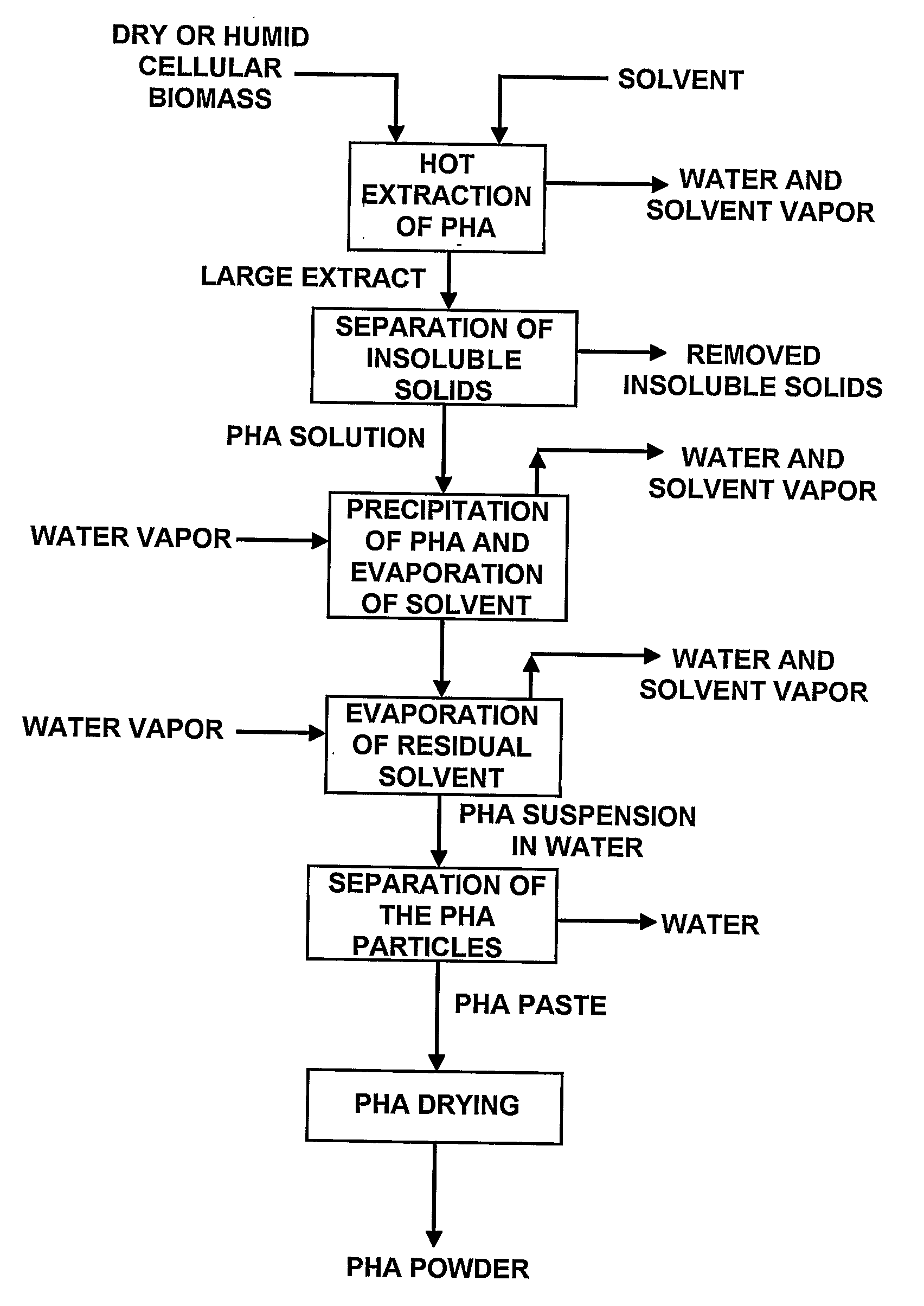 Process for Extracting and Recovering Polyhydroxyalkanoates (Phas) From Cellular Biomass