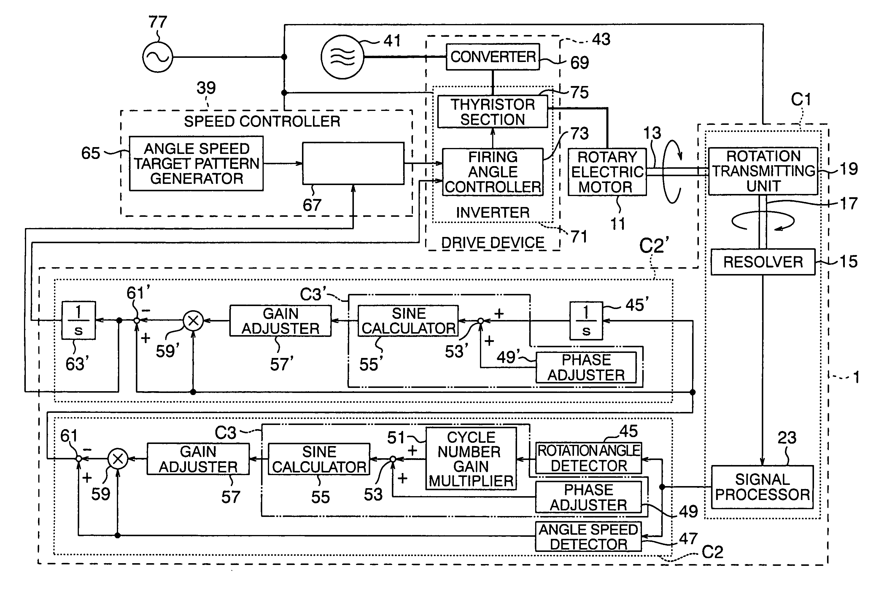 Rotational speed detector with ripple compensation