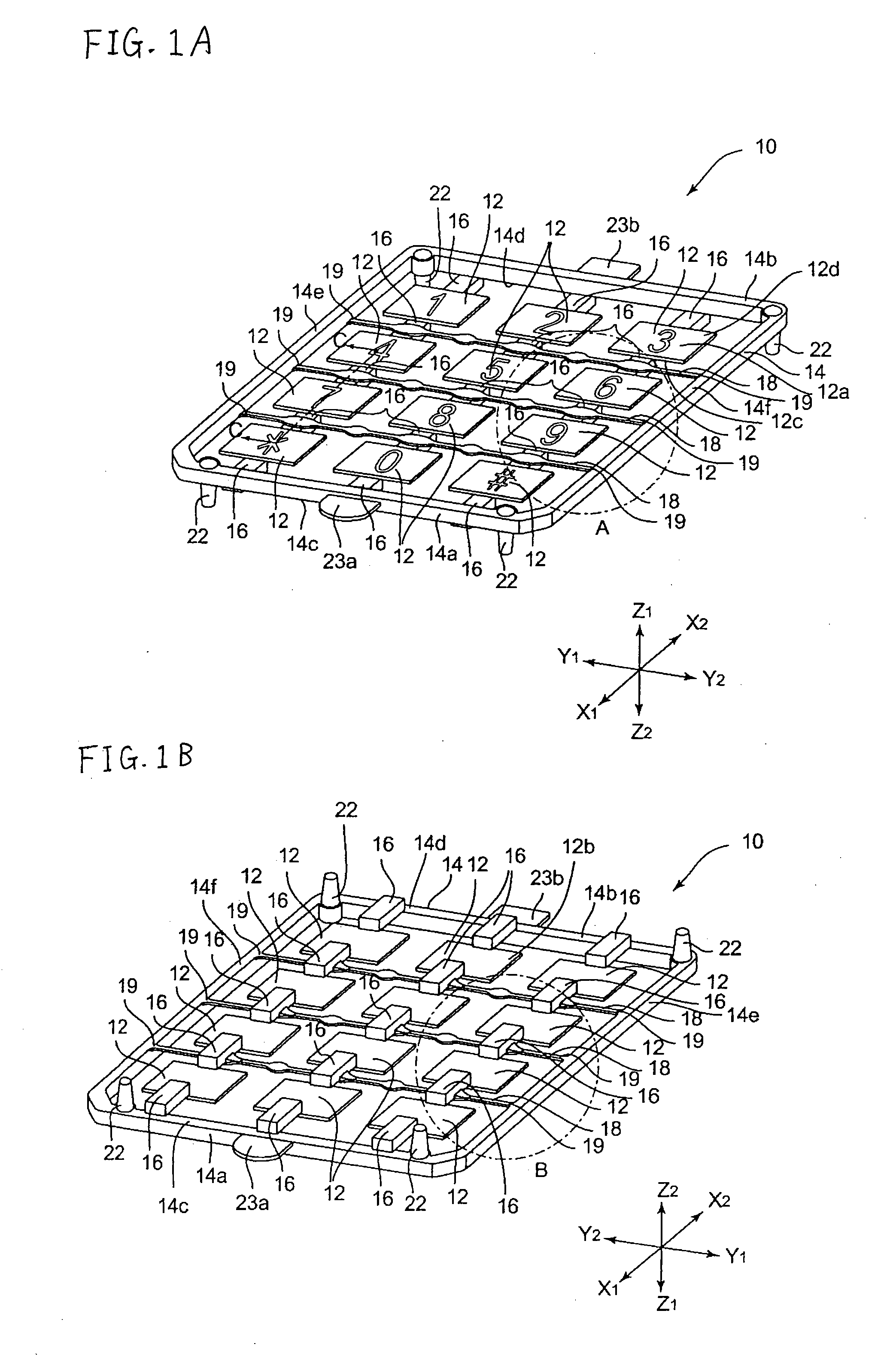 Resin molded body, receiving jig and method for manufacturing push button switch member