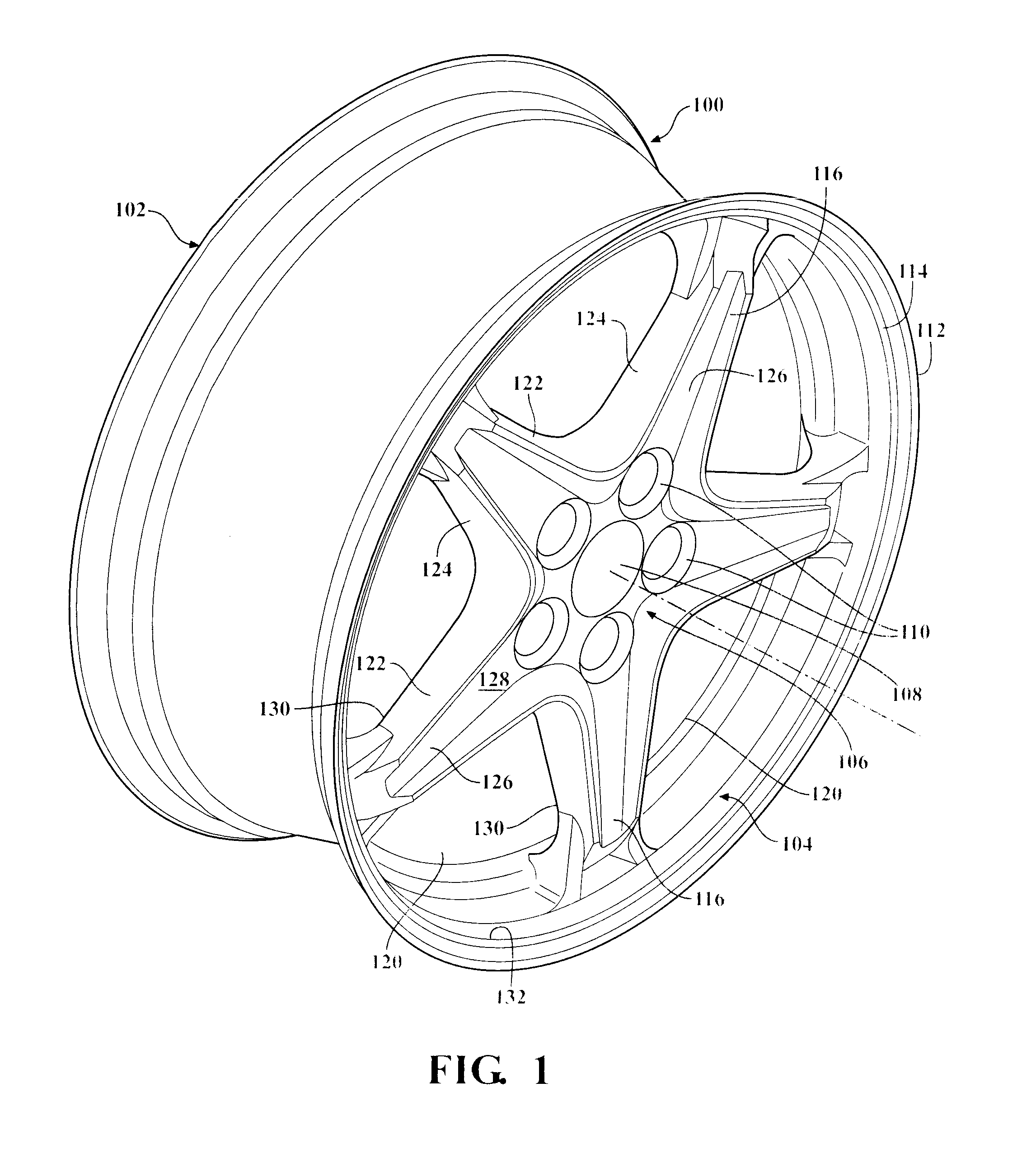 Aerodynamically efficient spoke design for a vehicle wheel