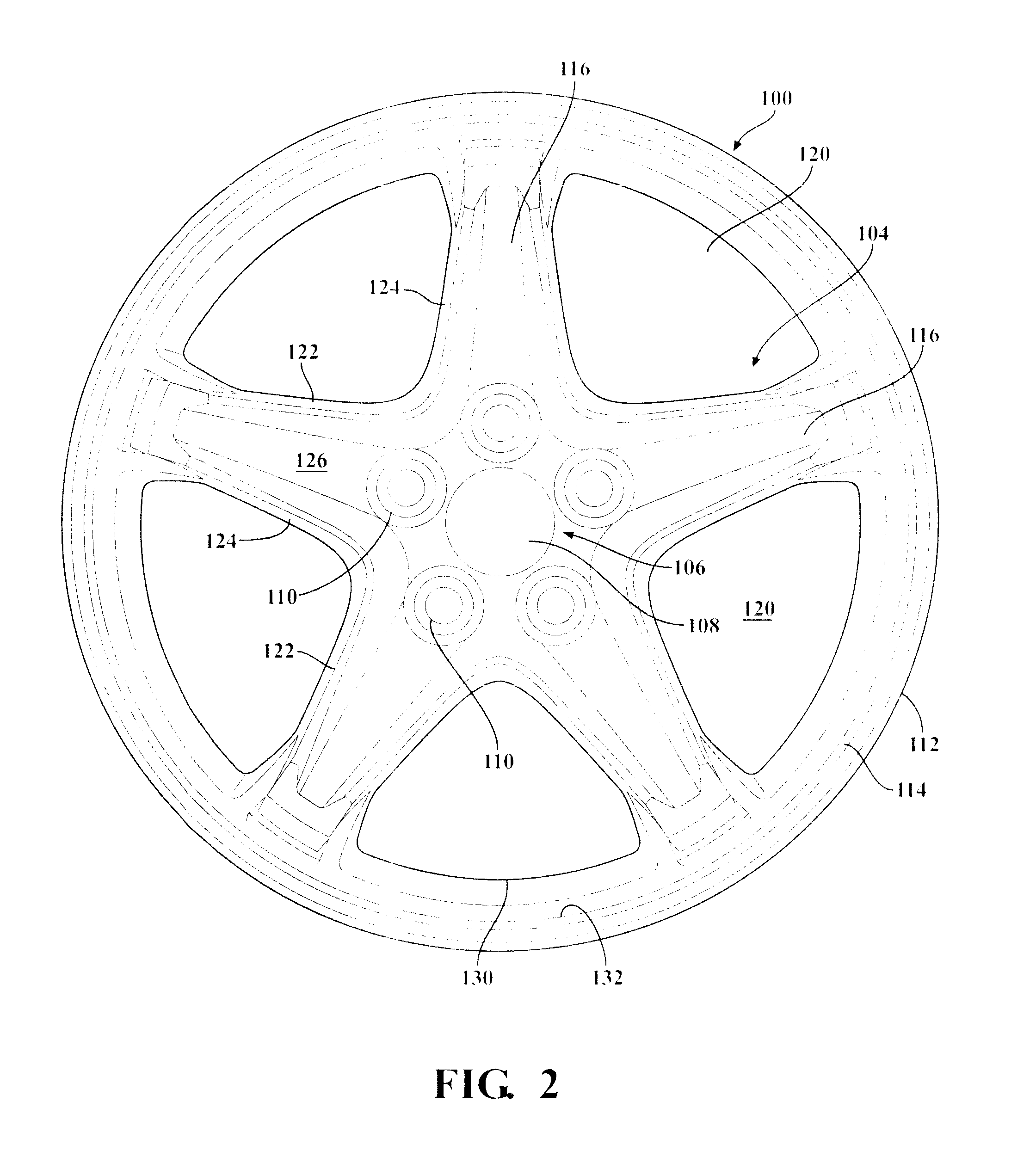 Aerodynamically efficient spoke design for a vehicle wheel