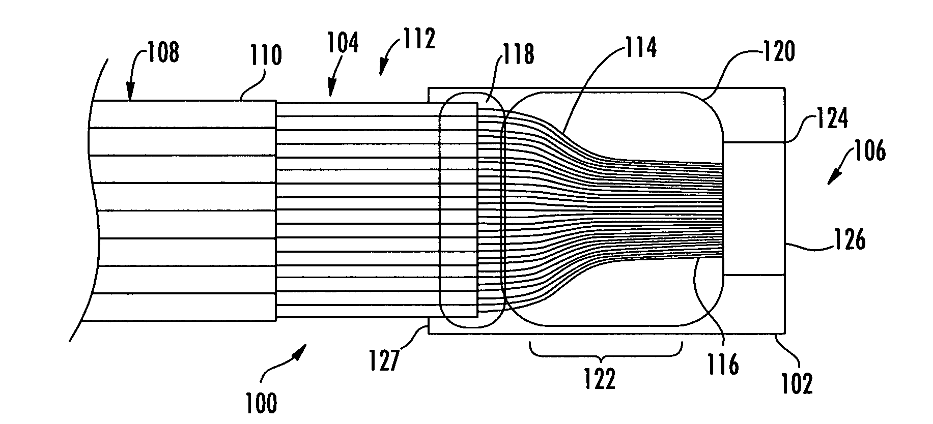 Optical fiber splitter module and fiber optic array therefor