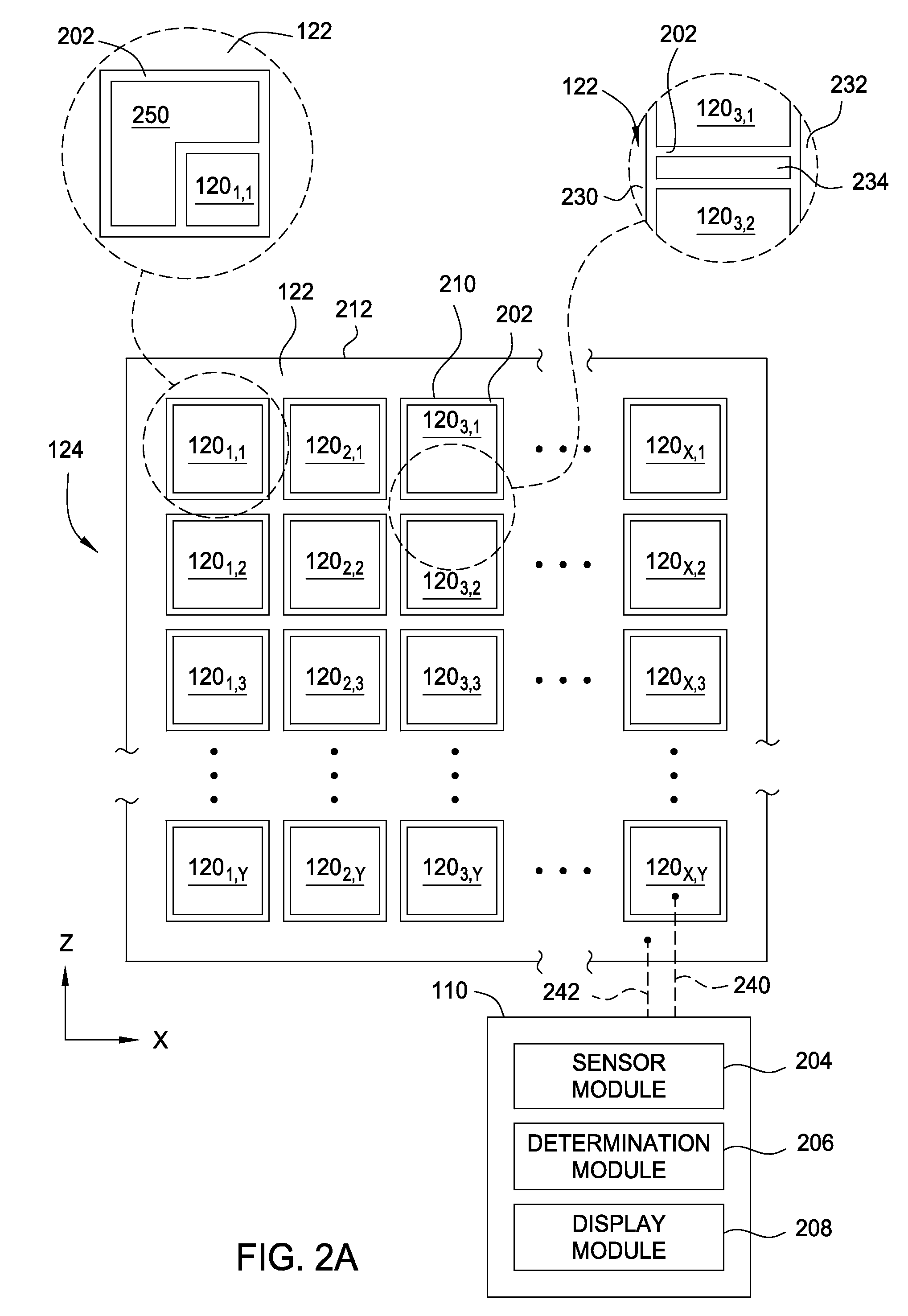 Matrix sensor for image touch sensing