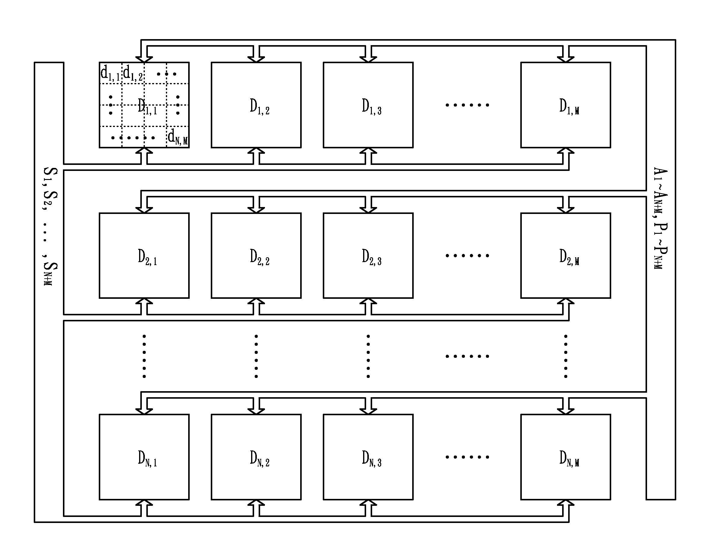 Multi-dimensional data registration integrated circuit for driving array-arrangement devices