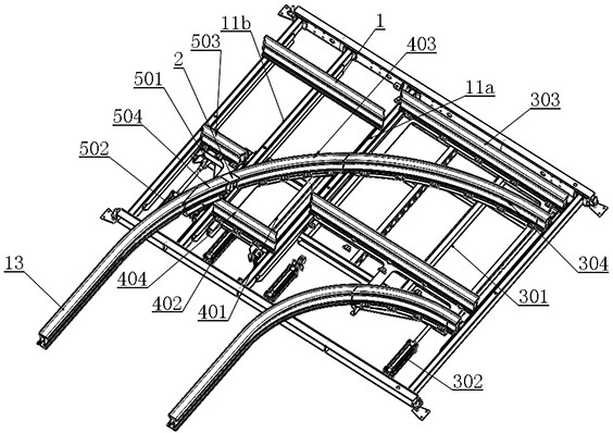 Linear sliding type annular shuttle truck turnout device