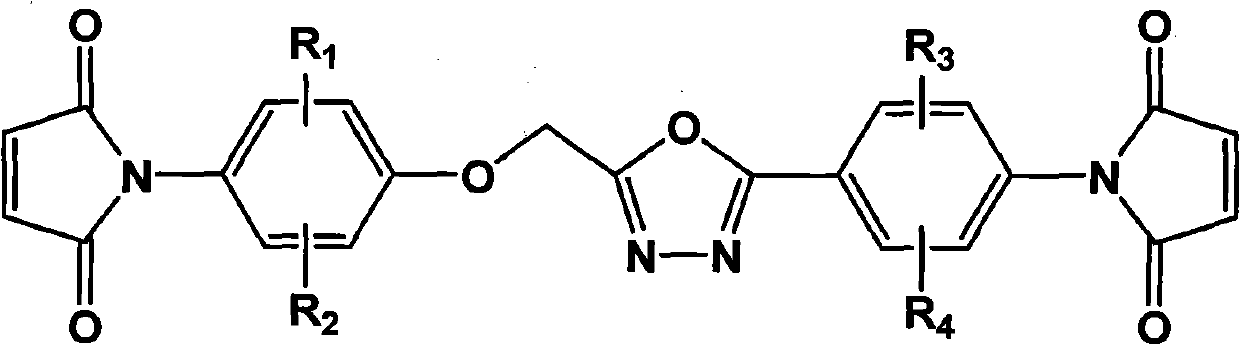 Bismaleimide containing 1,3,4-oxadiazole structure and preparation method thereof