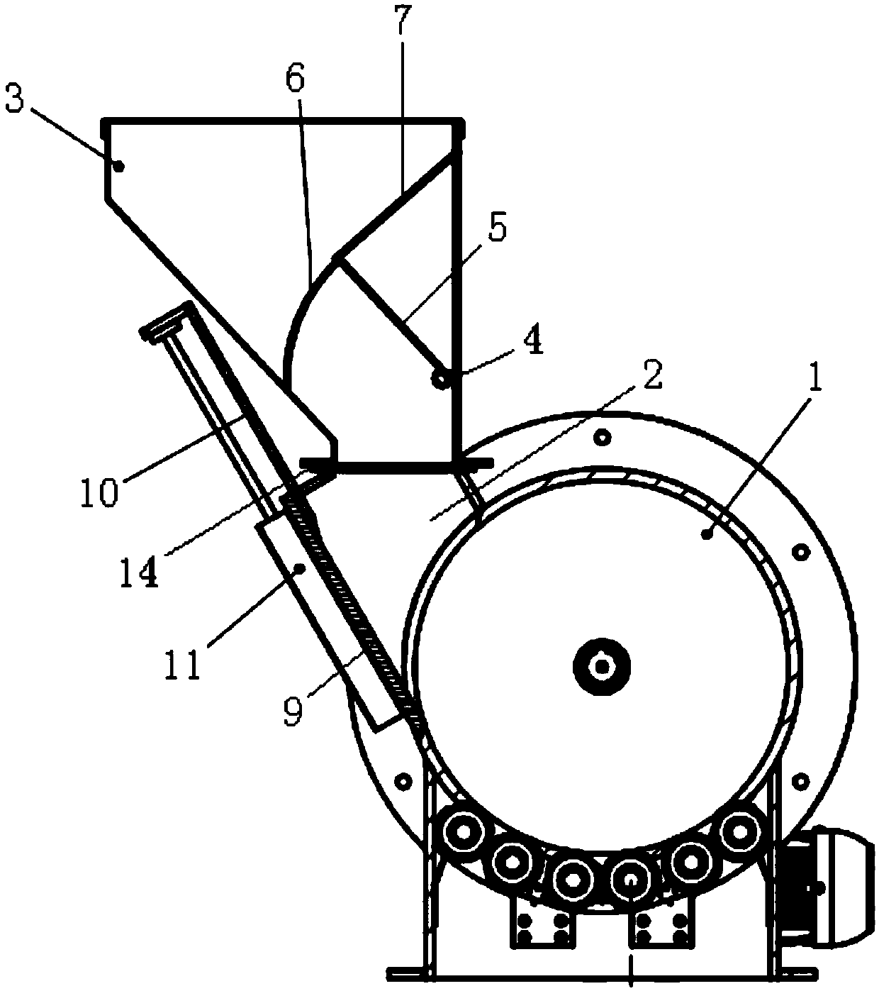 Feeding mechanism for upper-portion hopper