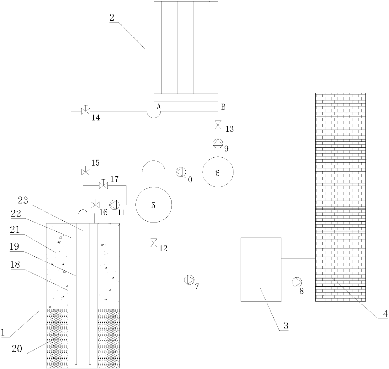 Novel single-well geothermal and solar combined heating system