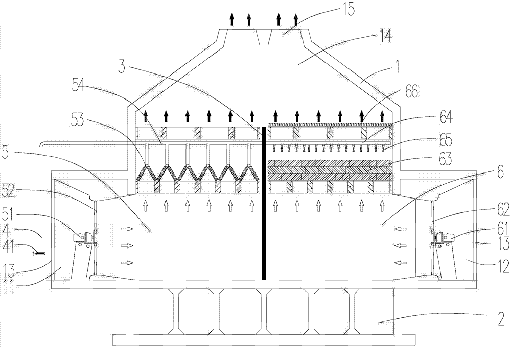 Dry-wet type sub-unit water-saving and mist-eliminating type cooling tower