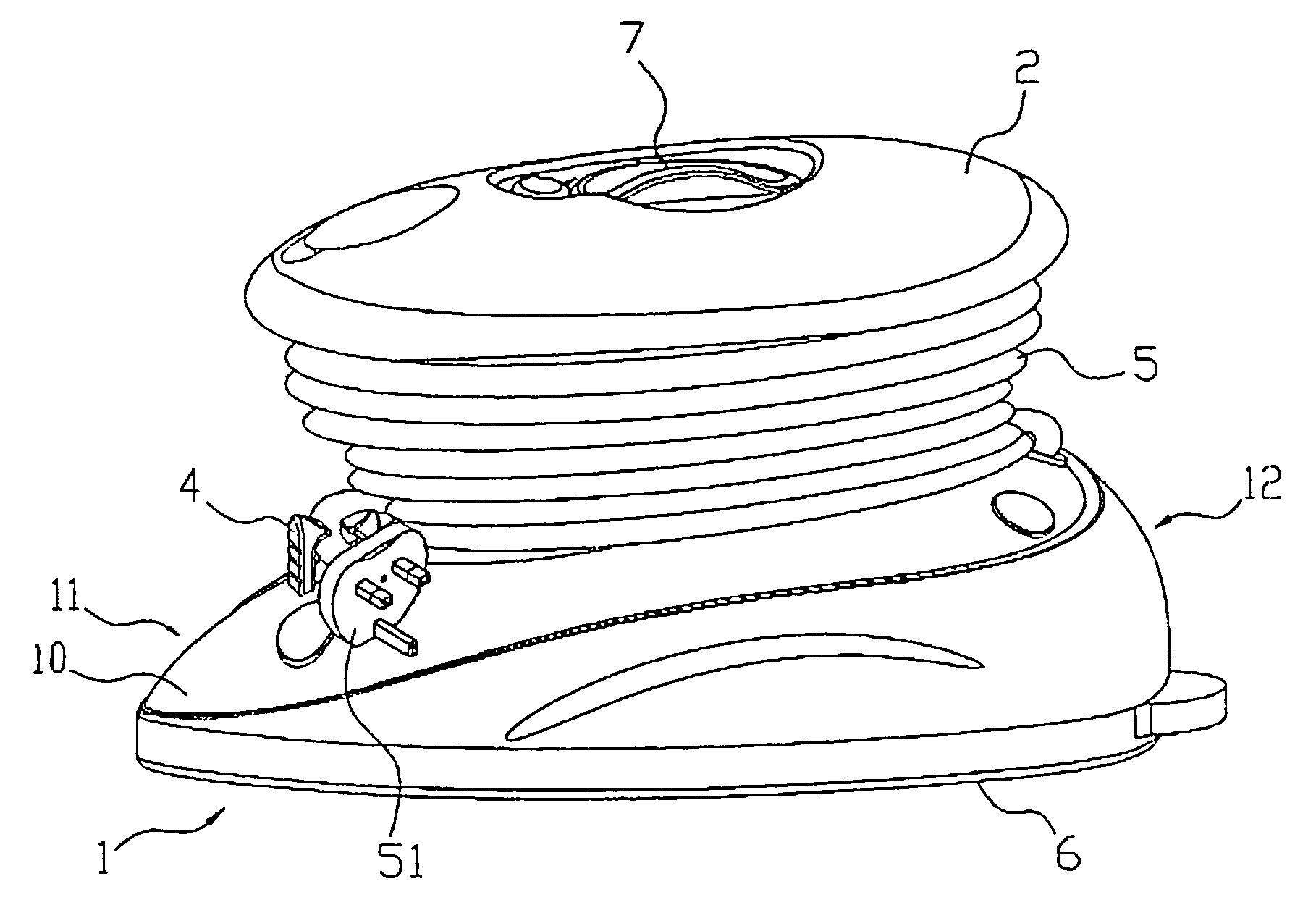 Electric flatiron with power cord easily wound up