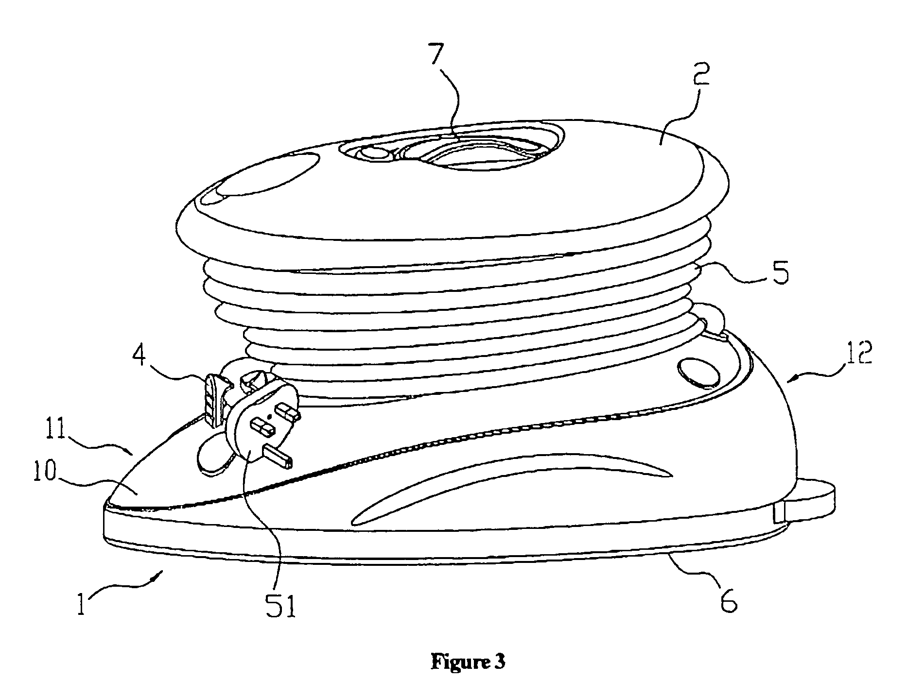 Electric flatiron with power cord easily wound up