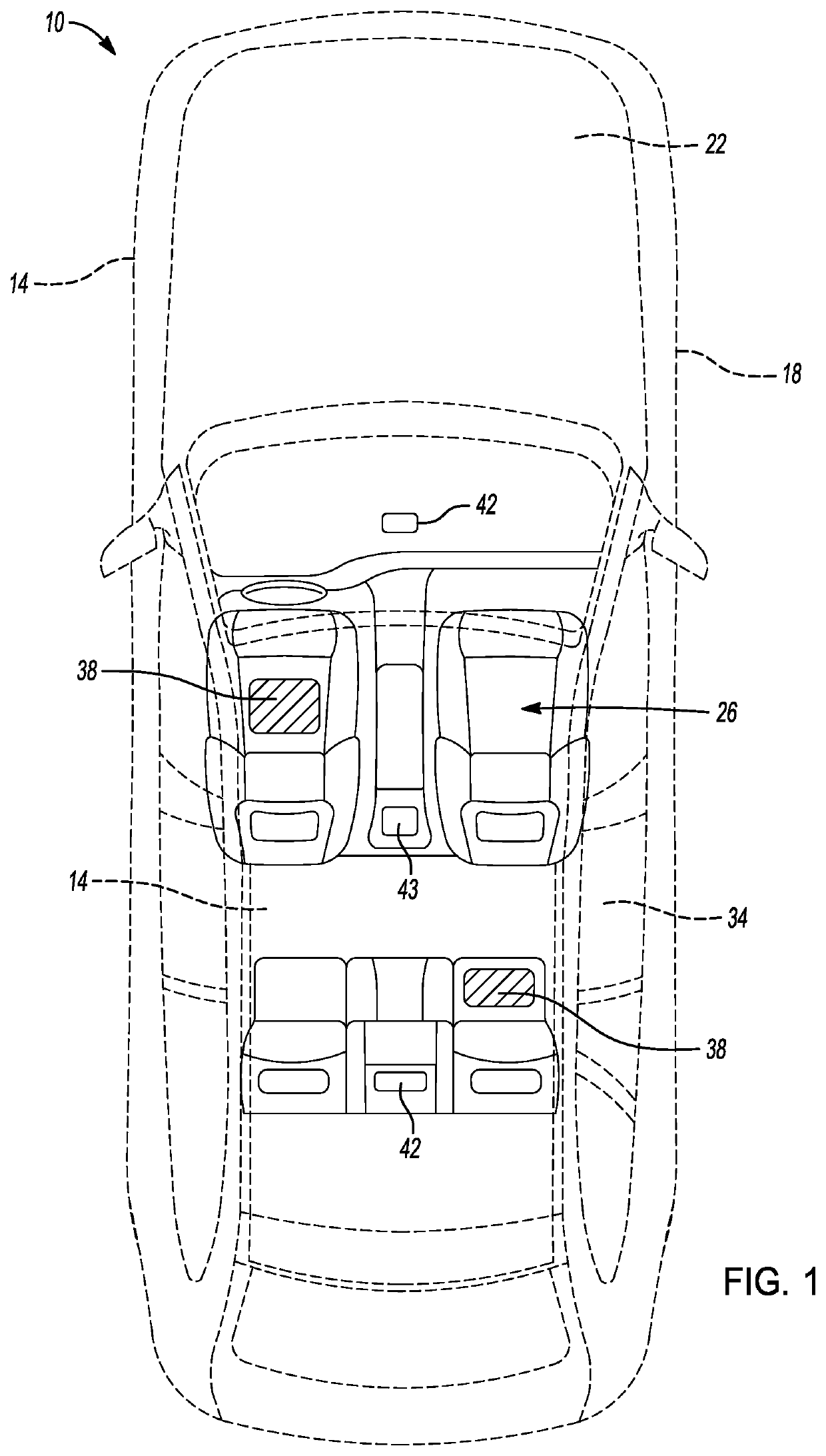 System and method for bacteria irradiation from an occupant zone of a vehicle