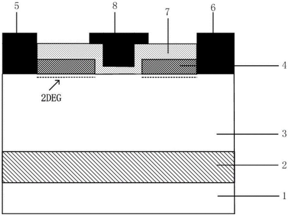 Normally-off HEMT device with longitudinal grid structure and manufacturing method thereof