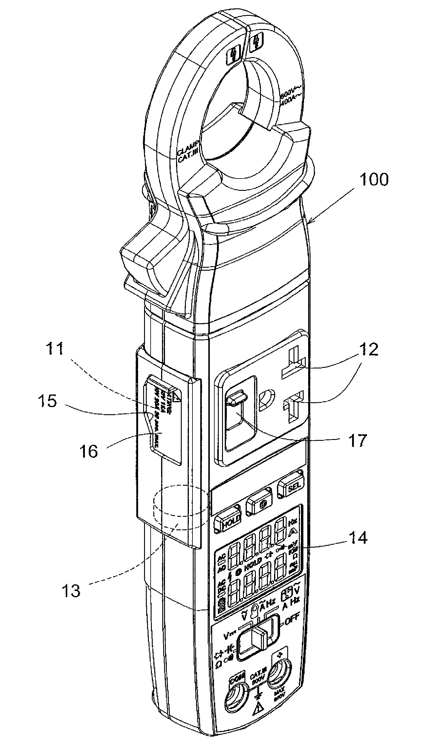 Clamp meter for measuring consumption of current and power of electrical product