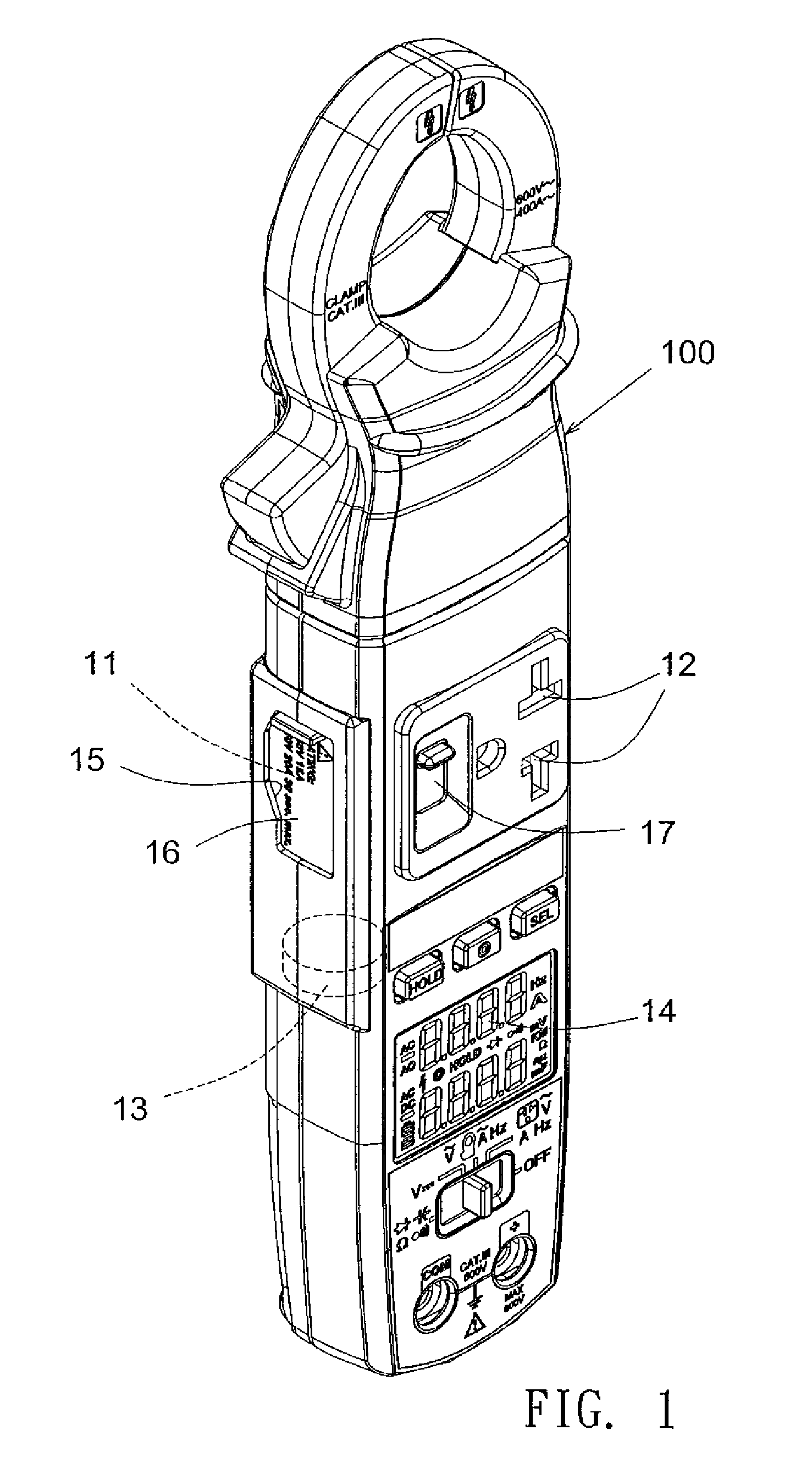 Clamp meter for measuring consumption of current and power of electrical product