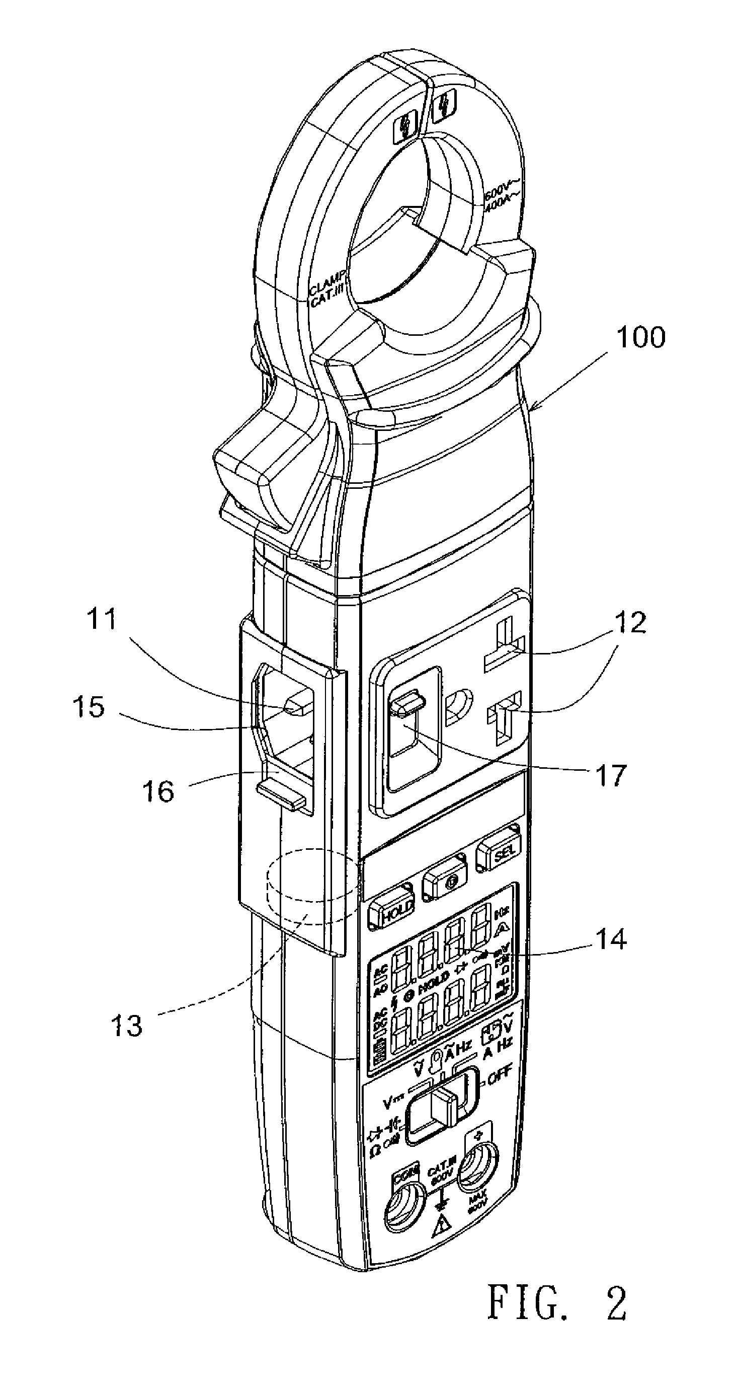 Clamp meter for measuring consumption of current and power of electrical product