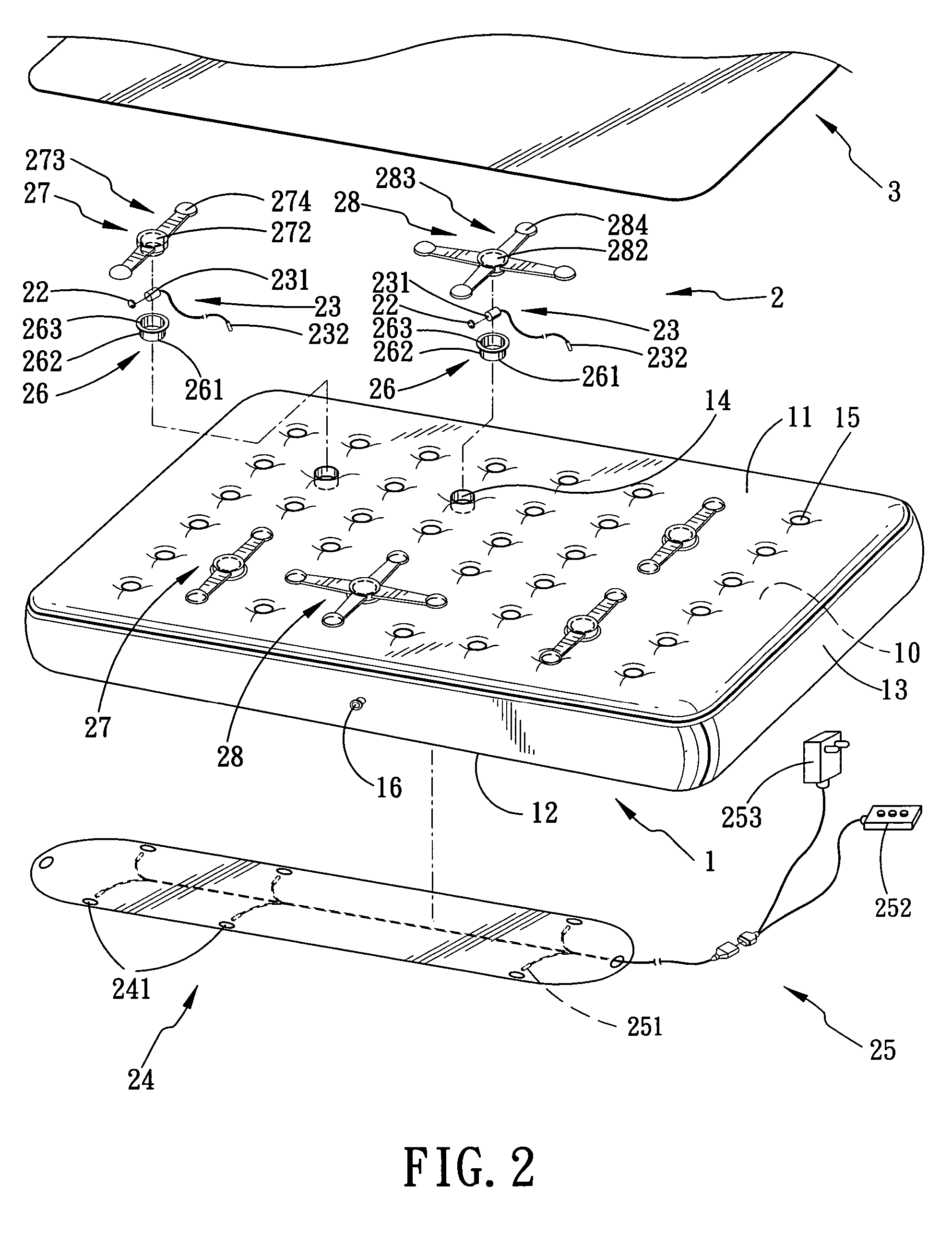 Furniture with an inflatable body and vibrator