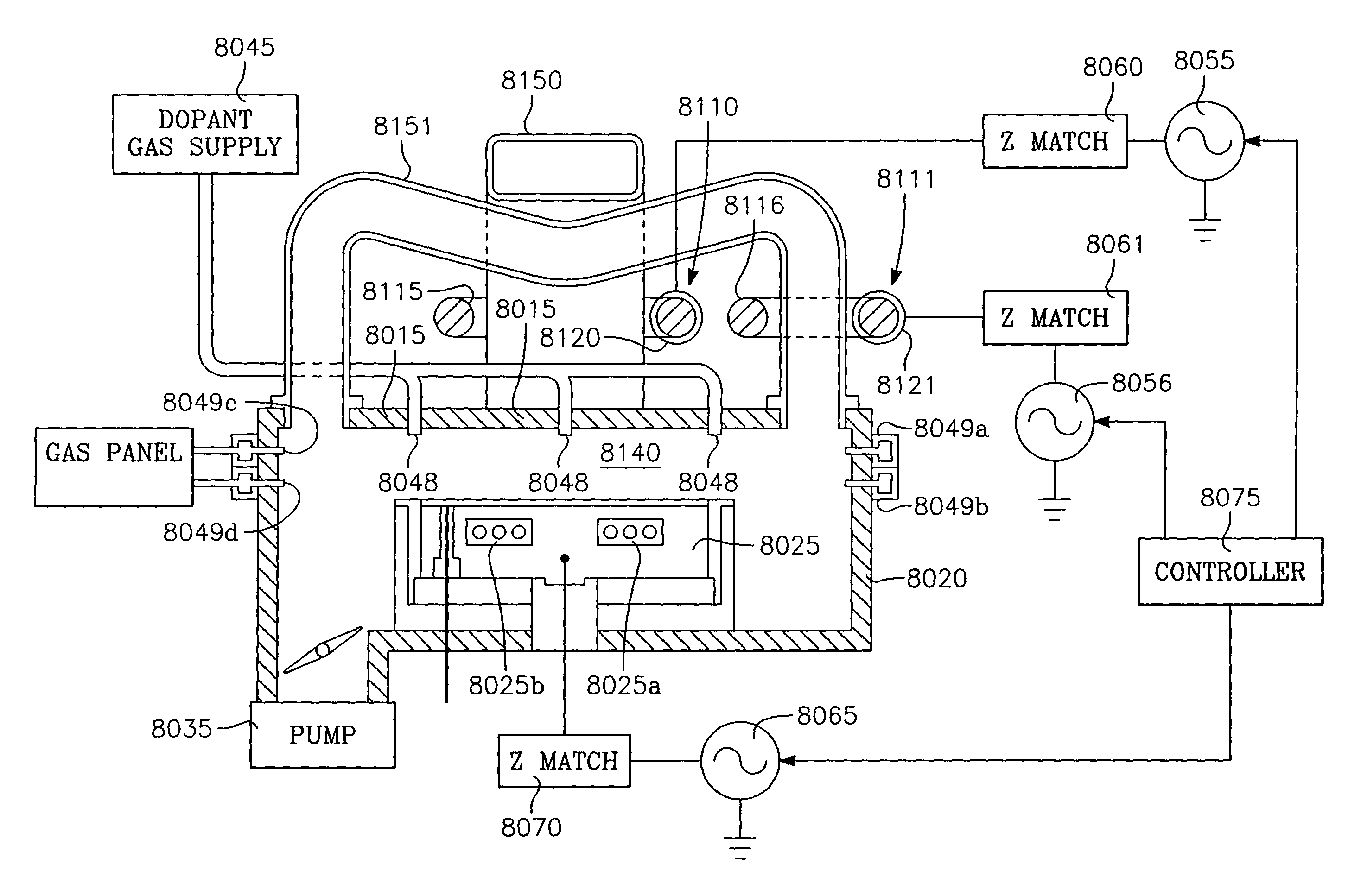 Plasma immersion ion implantation apparatus including a plasma source having low dissociation and low minimum plasma voltage