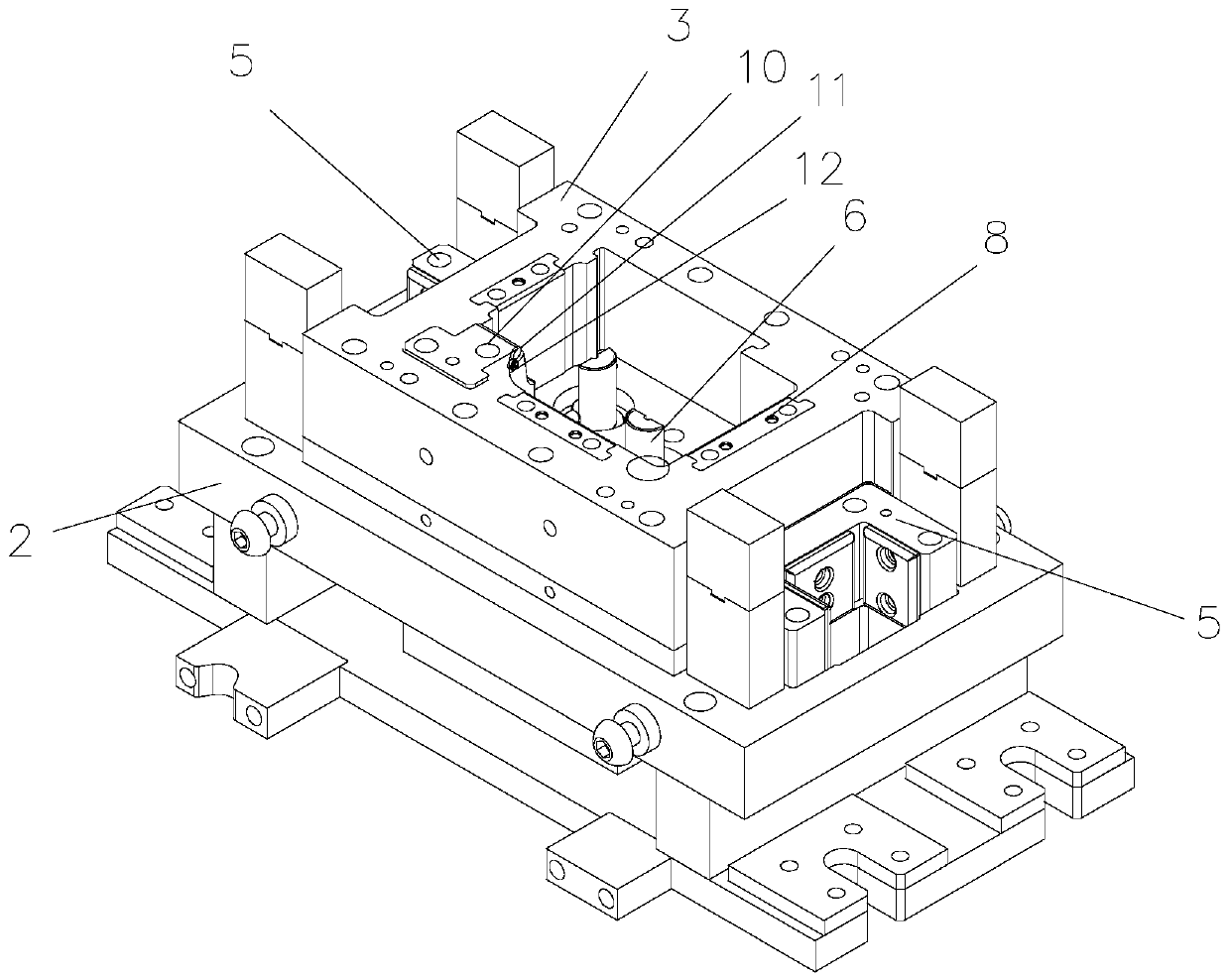 Stamping die for flanging processing of plate-shaped parts