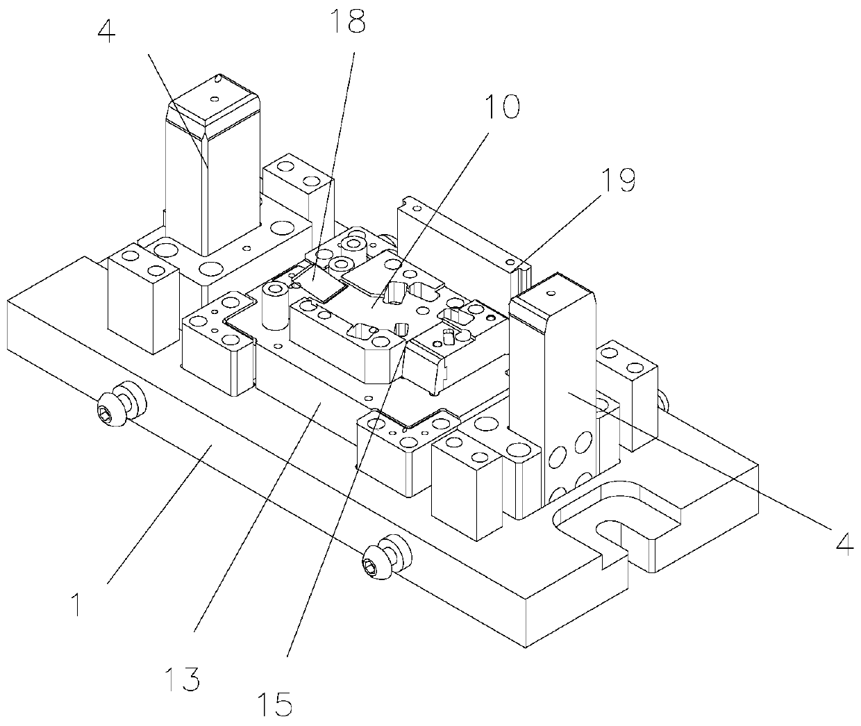 Stamping die for flanging processing of plate-shaped parts