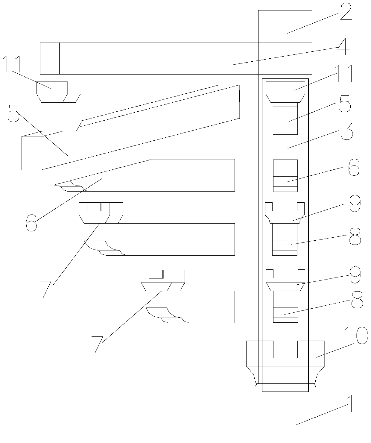 Antique building steel cap block, bracket arm and center block combined structure mounting and construction method